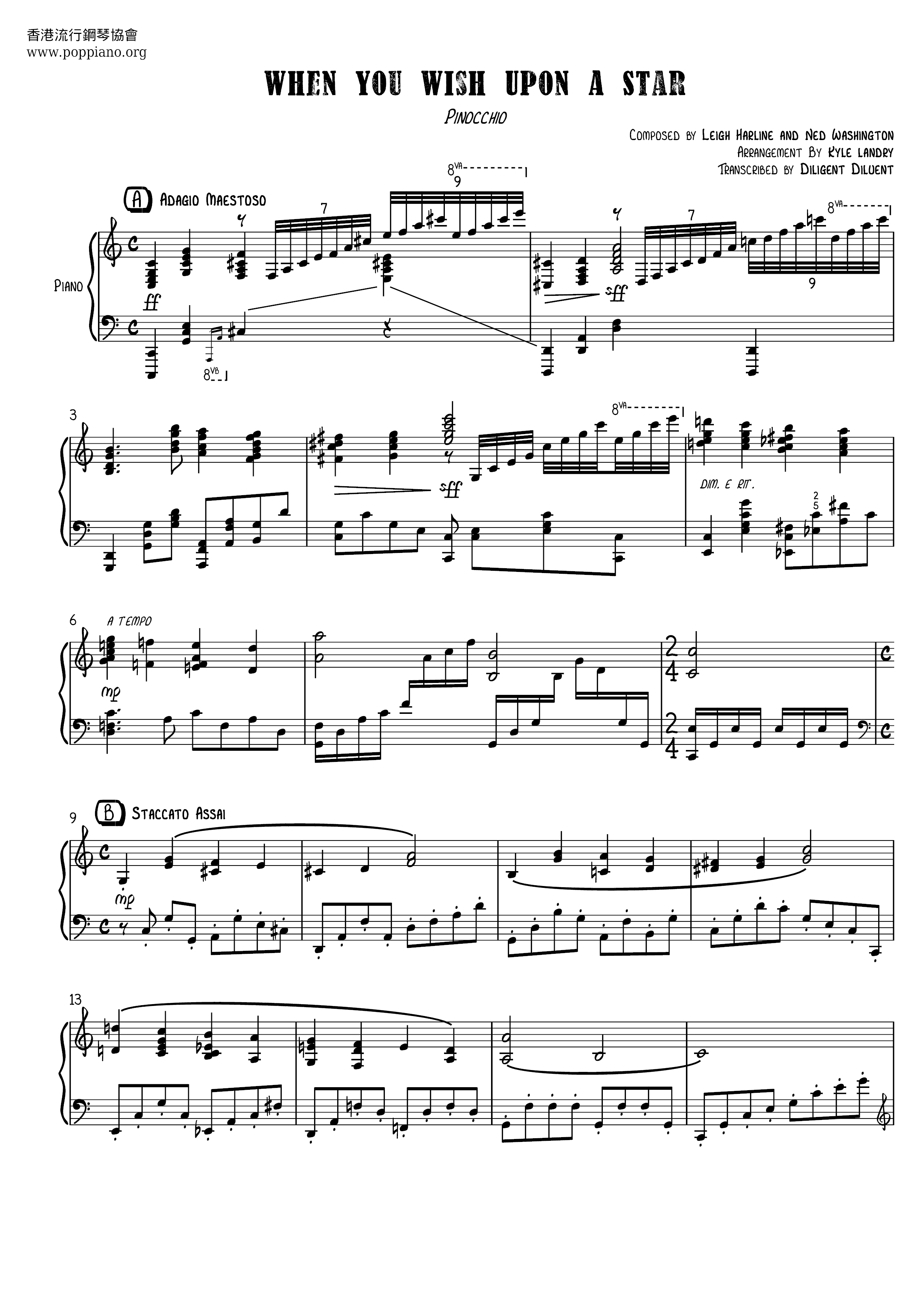 Disney Cinderella Sheet Music Pdf 星に願いを 楽譜 ディズニー Free Score Download