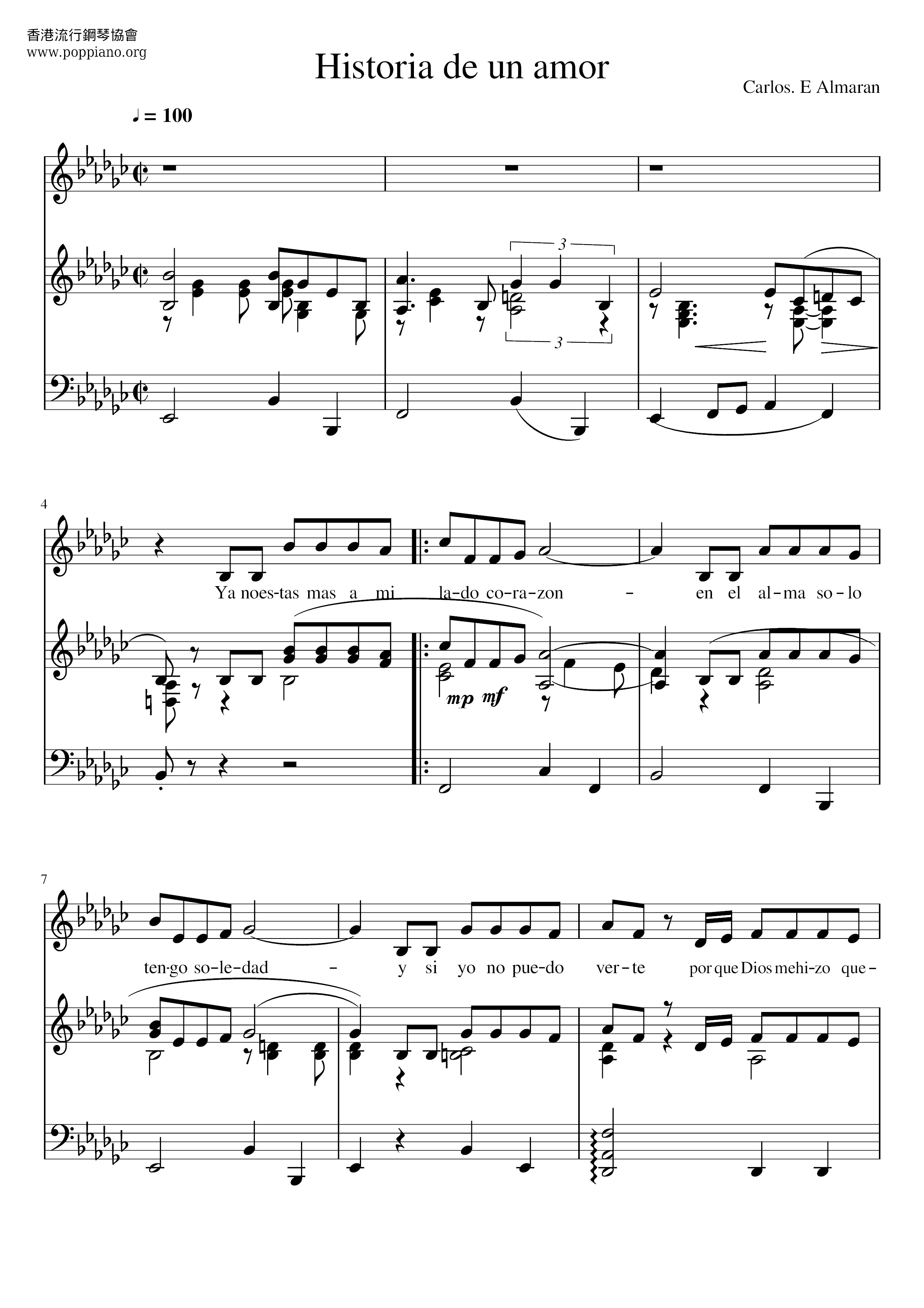 ☆ Tiger Huang-Historia De Un Sheet Music pdf, - Free Score Download ☆