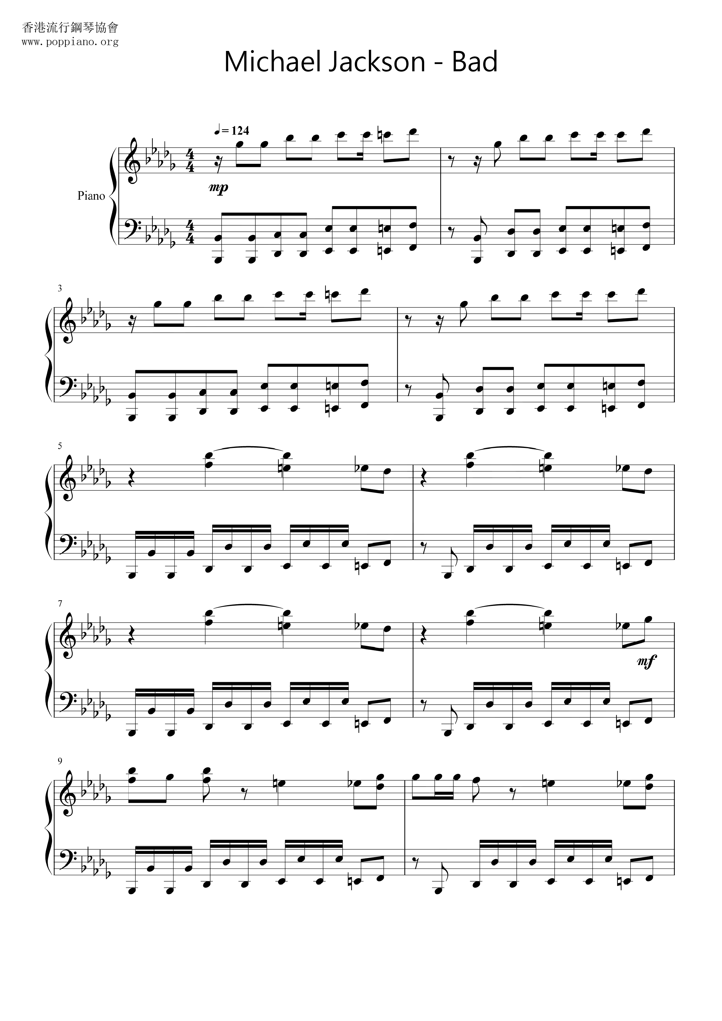 Michael Jackson Bad Sheet Music Pdf Free Score Download michael-jackson-bad-sheet-music-pdf-free-score-download