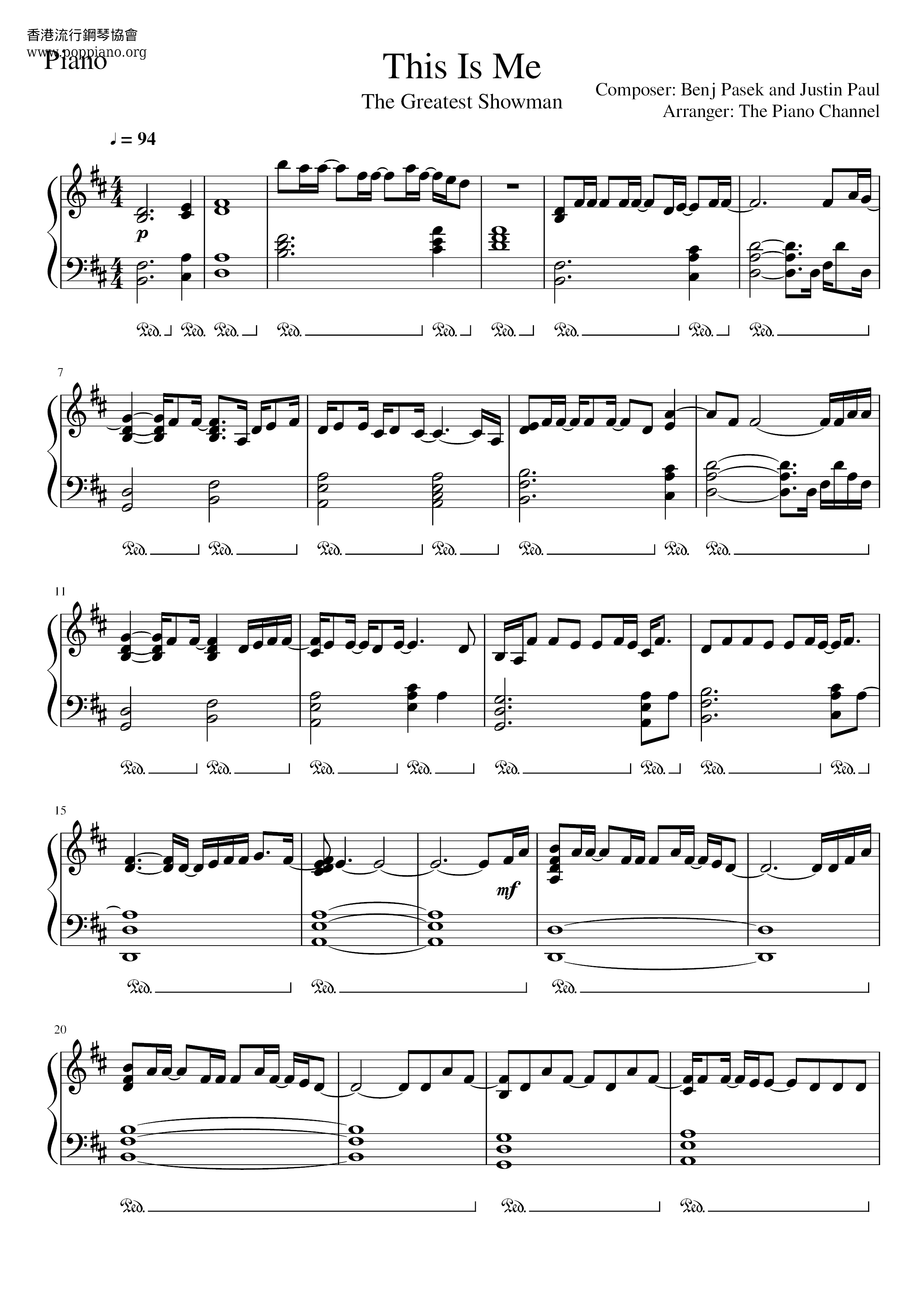 The greatest showman this is me sheet music pdf free score