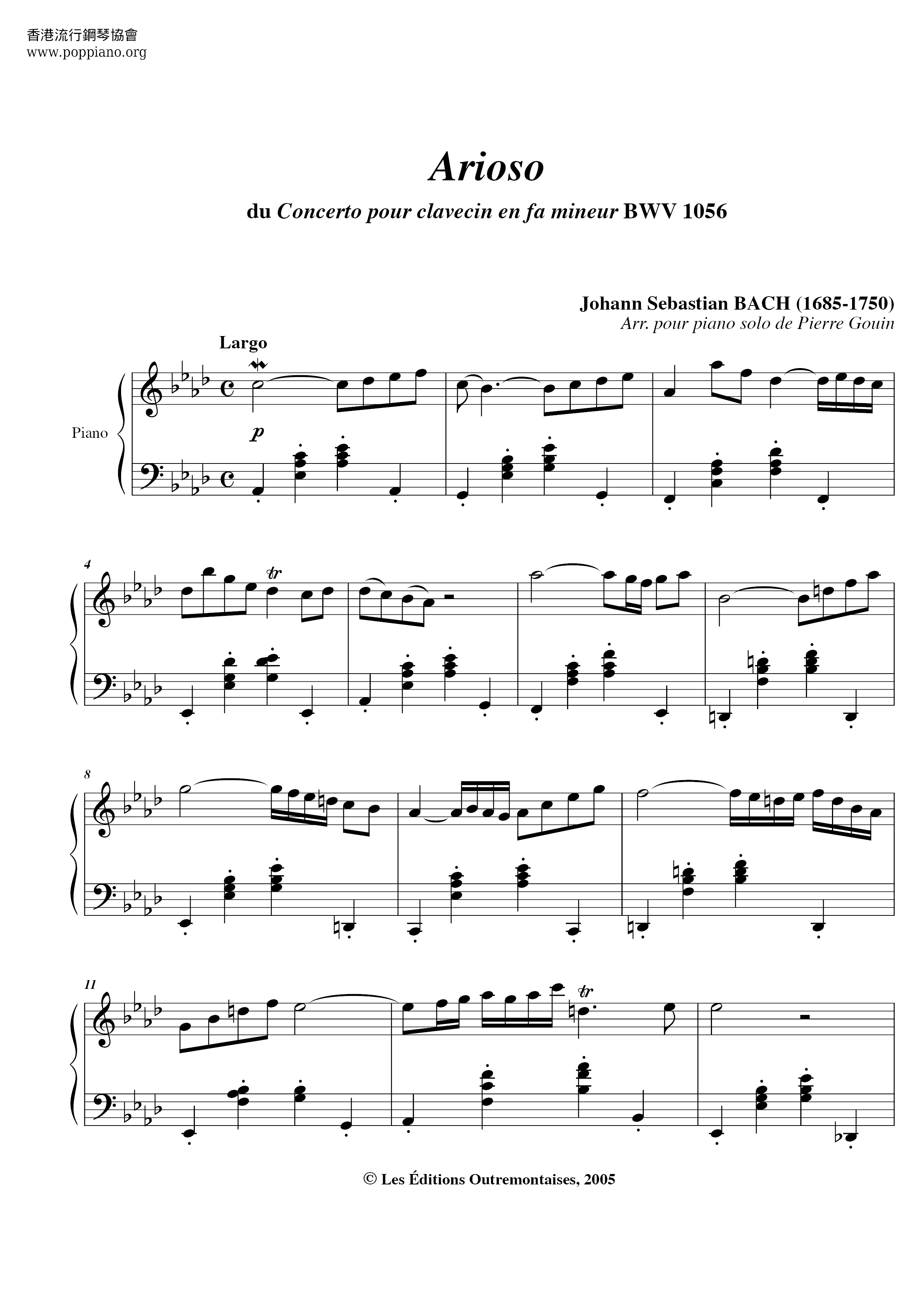 BachHarpsichord Concerto No.5 in F minor, BWV 1056 Sheet Music pdf