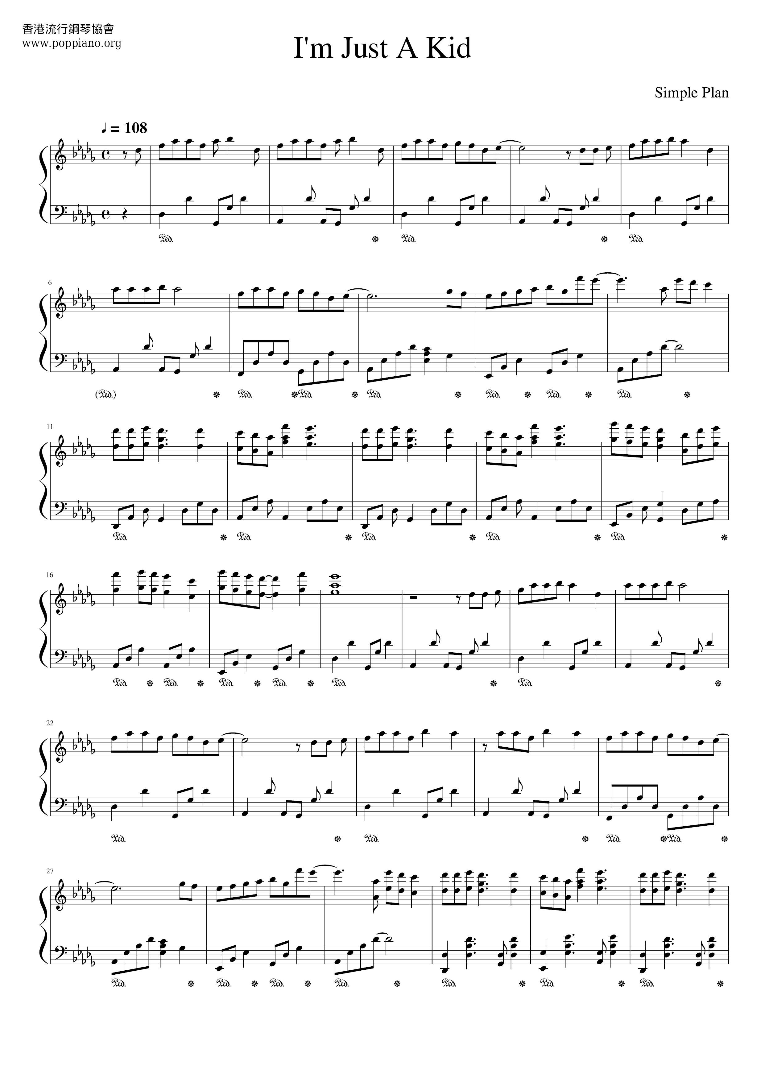 Simple PlanI'm Just A Kid Sheet Music pdf, Free Score Download ★