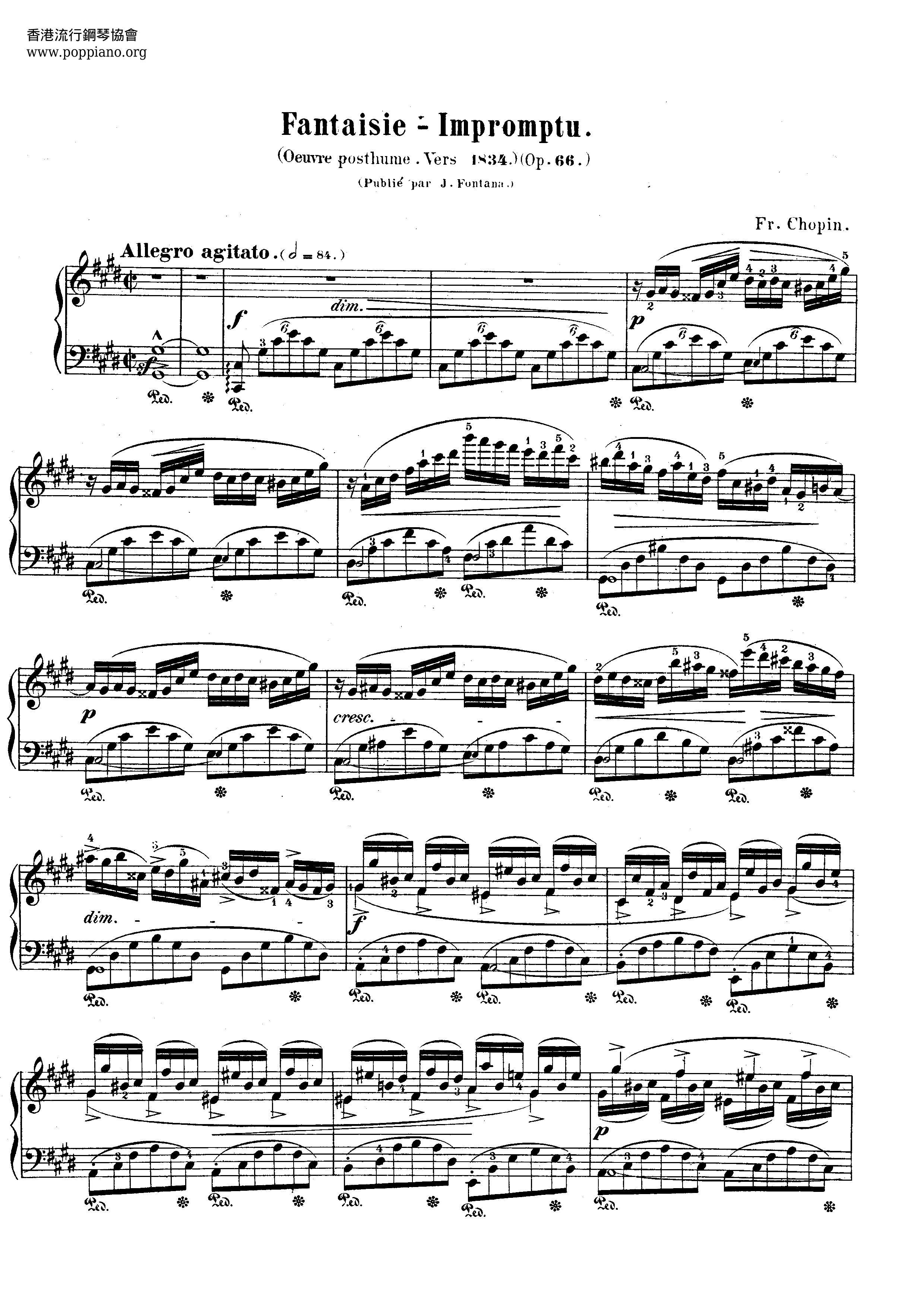 Fantaisie Impromptu In C Sharp Minor, Op. 66ピアノ譜