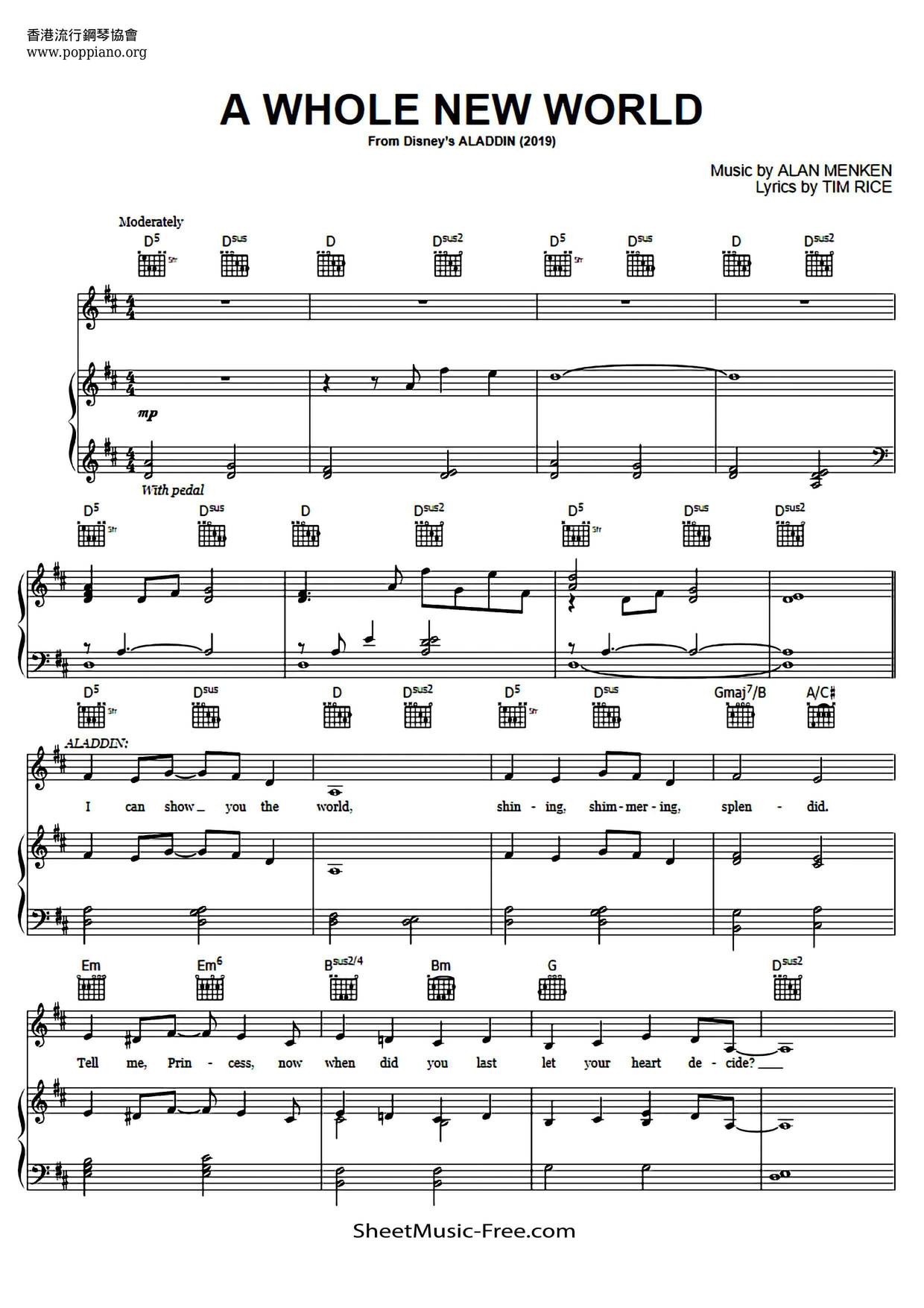 Aladdin A Whole New Worldall Versions Sheet Music Piano Score Free Pdf Download Hk Pop Piano Academy