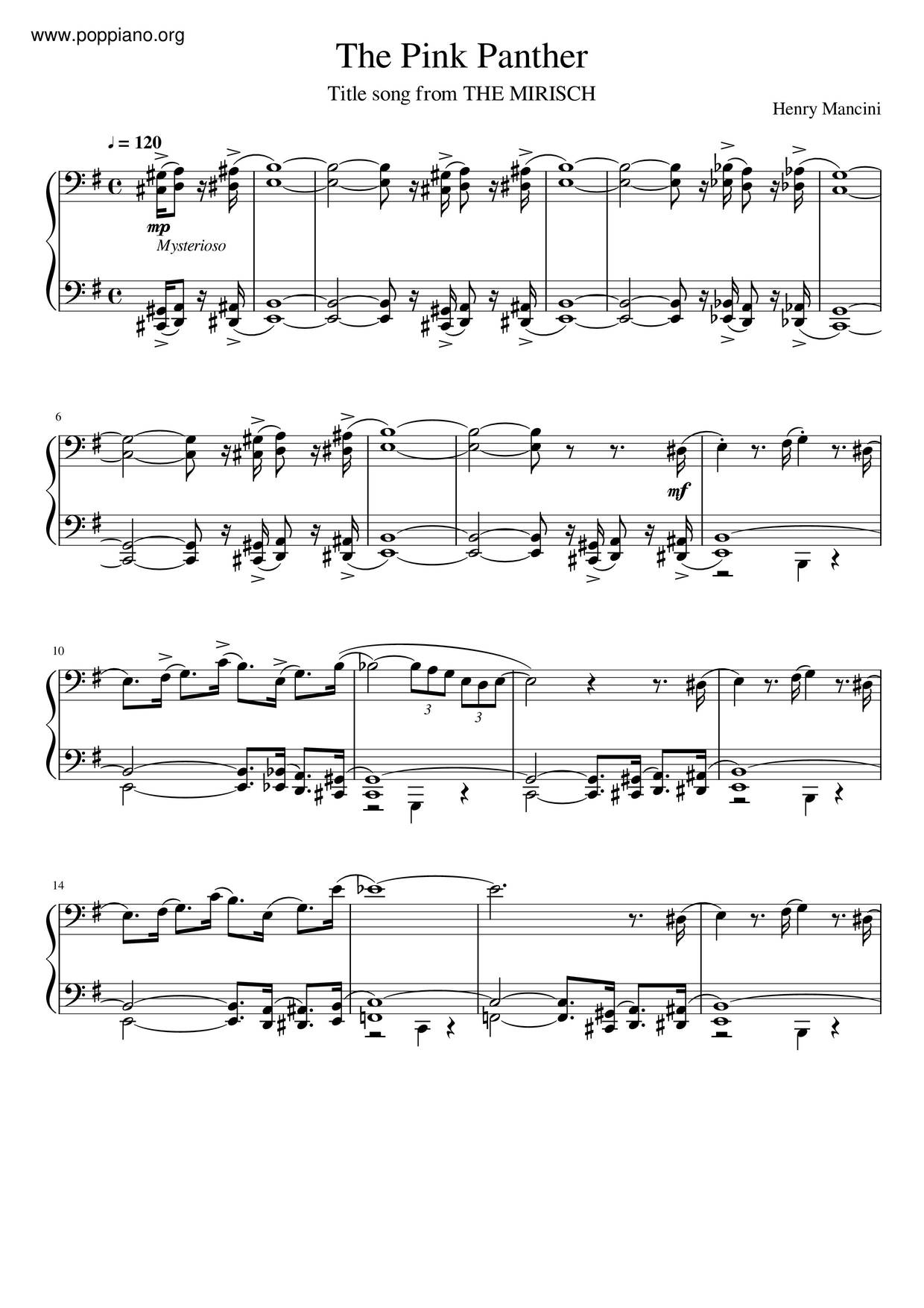 Show Lo The Pink Panther Theme Sheet Music Pdf ピンクパンサー 楽譜 Free Score Download Show Lo The Pink Panther Theme Sheet Music Pdf ピンクパンサー 楽譜 Free Score Download