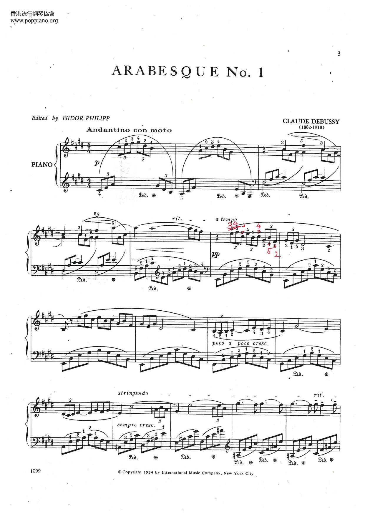 Debussy-Arabesque No.1 Sheet Music pdf, - Free Score Download ★
