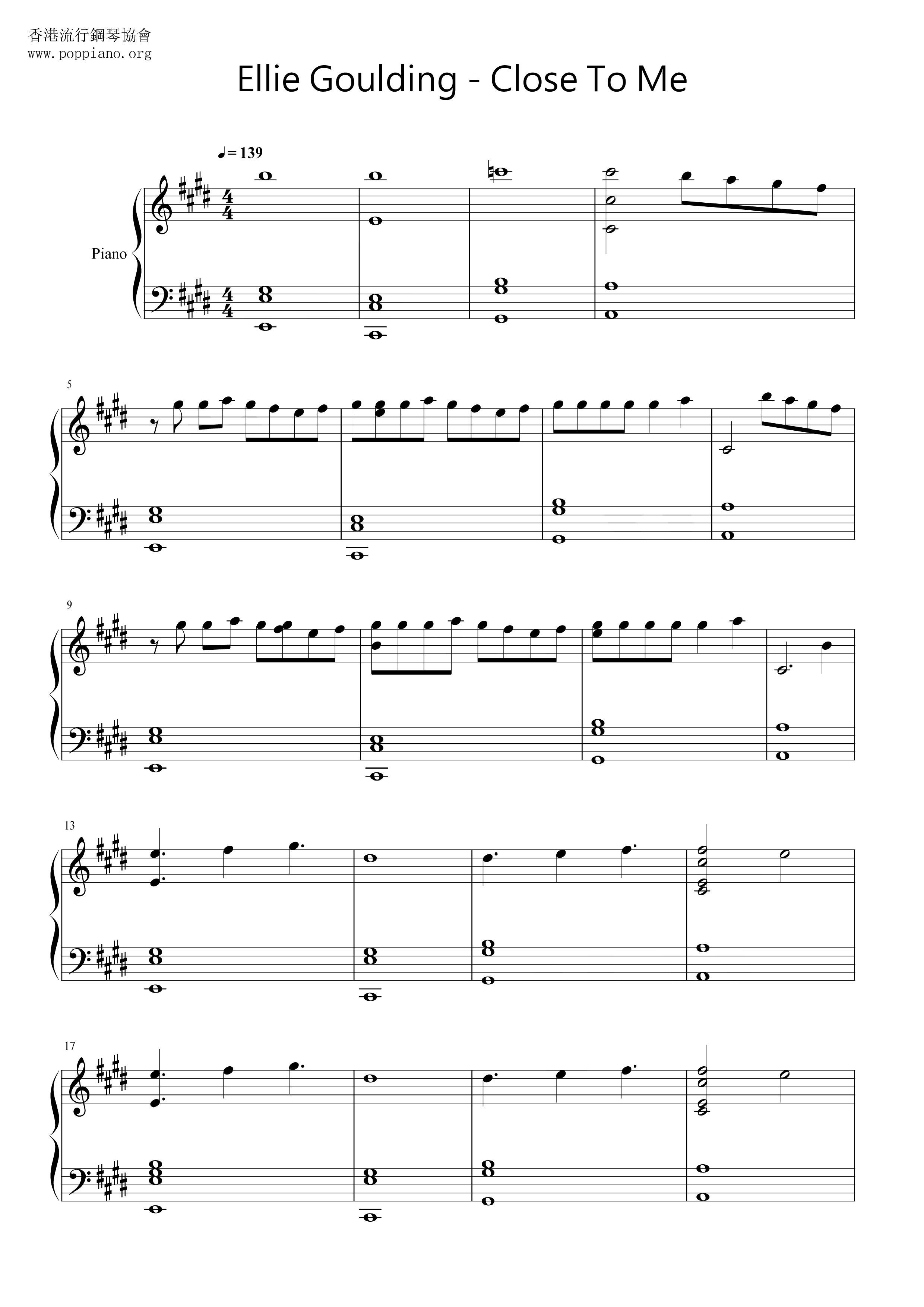 Ellie GouldingClose To Me Sheet Music pdf, Free Score Download ★