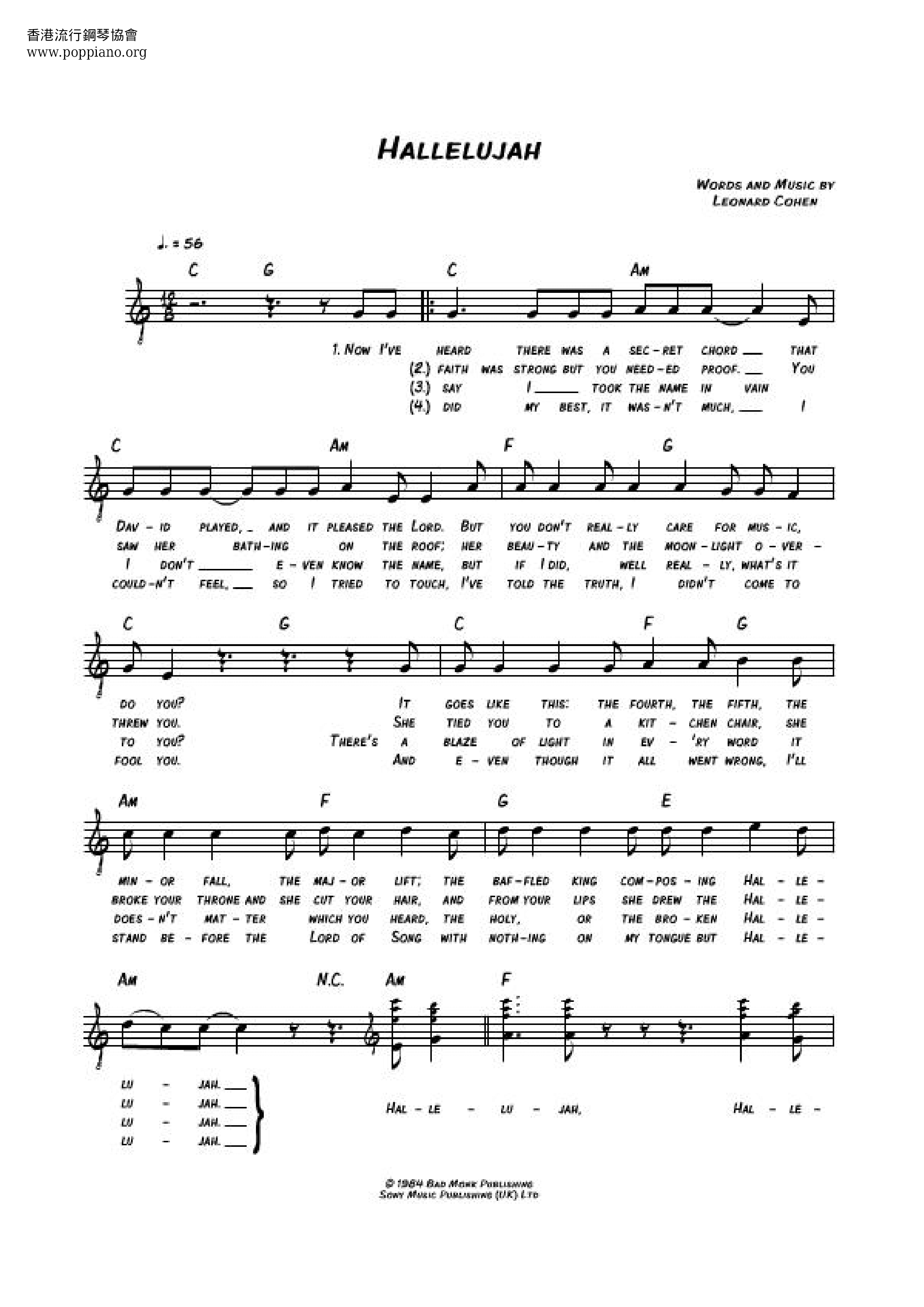 Pdf Hallelujah Free Piano Sheet Music Download : Hallelujah Sheet Music