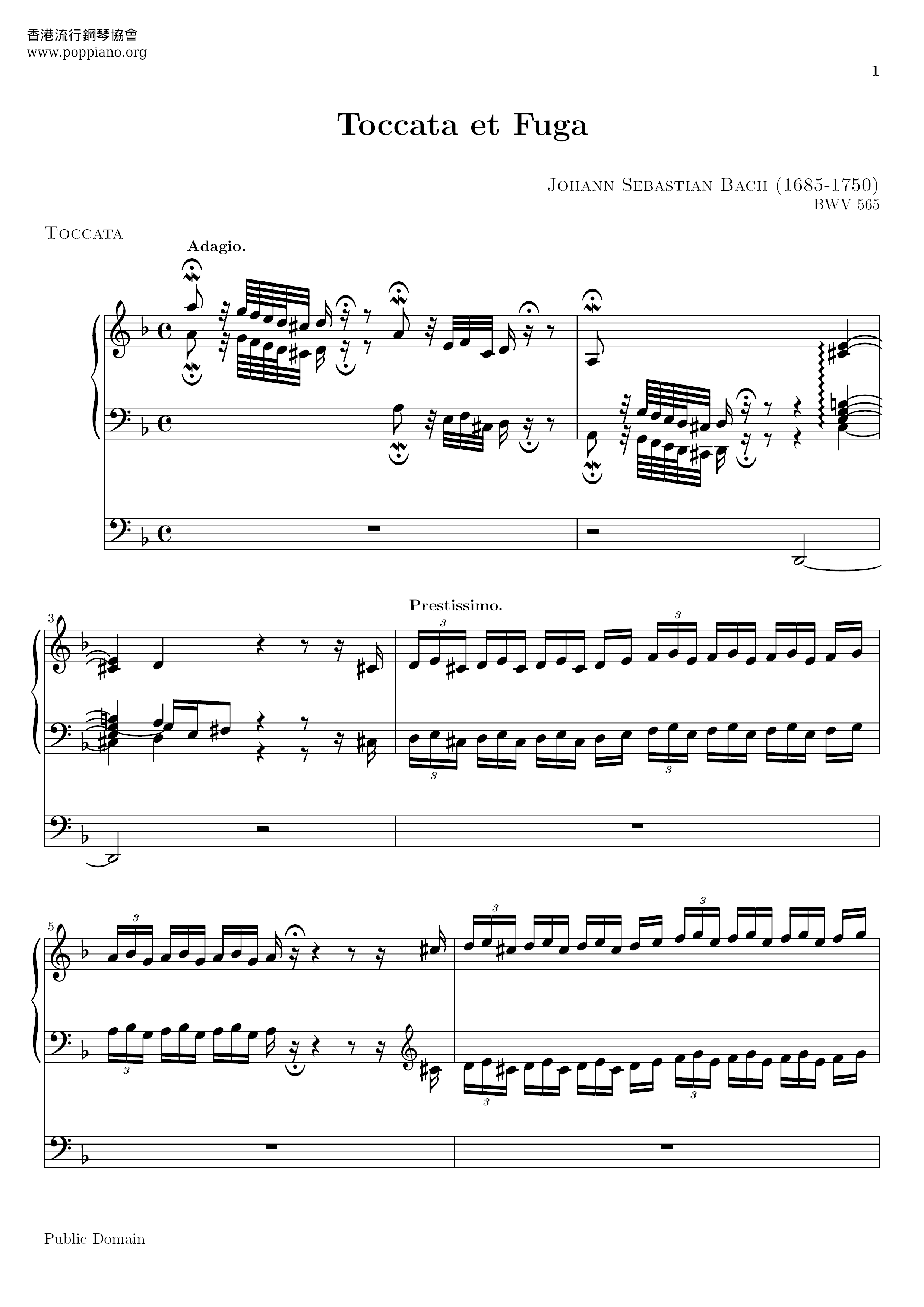 Johann Sebastian Bach Toccata And Fugue In D Minor BWV 565 pdf 
