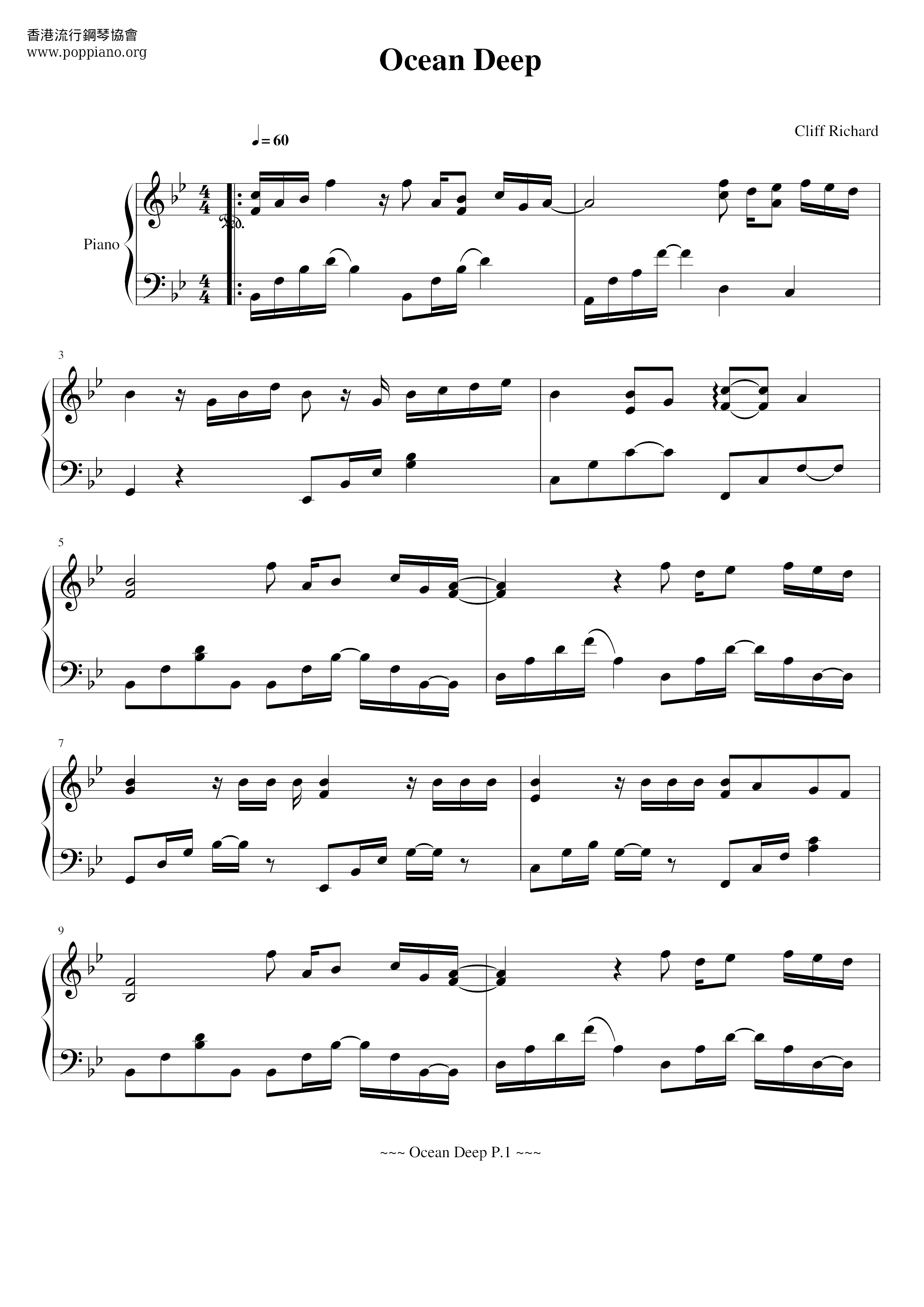 Cliff Richard Ocean Deep Sheet Music Pdf Free Score Download Cliff Richard Ocean Deep Sheet Music Pdf Free Score Download