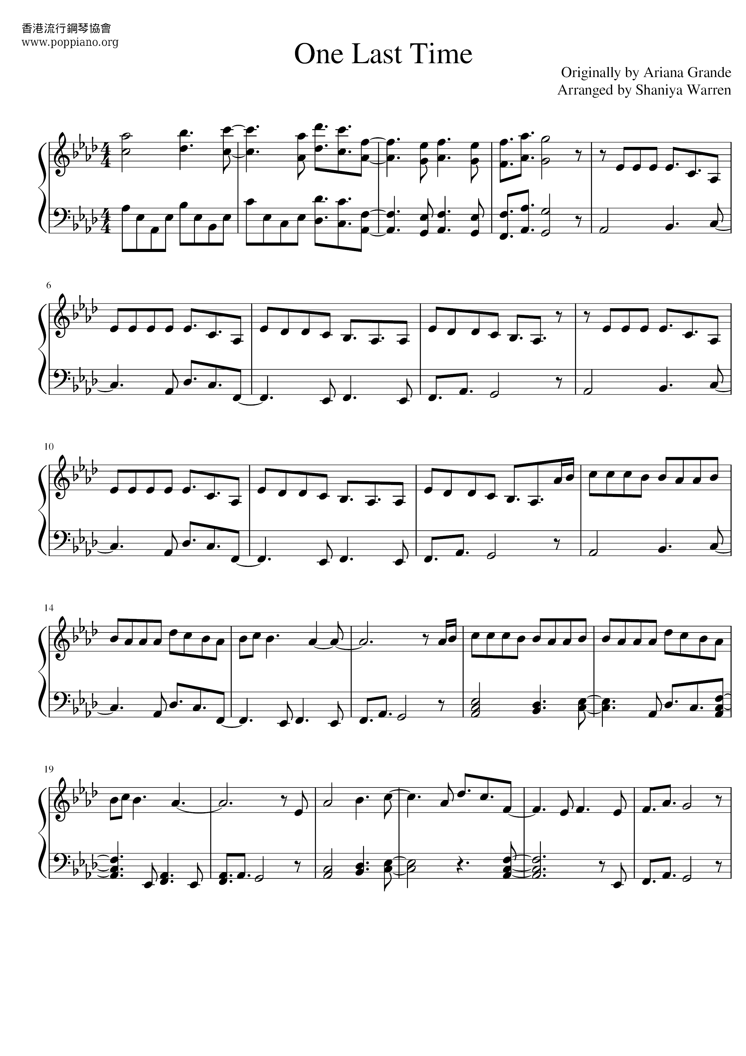 Ariana Grande One Last Time Sheet Music Pdf Free Score Download Ariana Grande One Last Time Sheet Music Pdf Free Score Download
