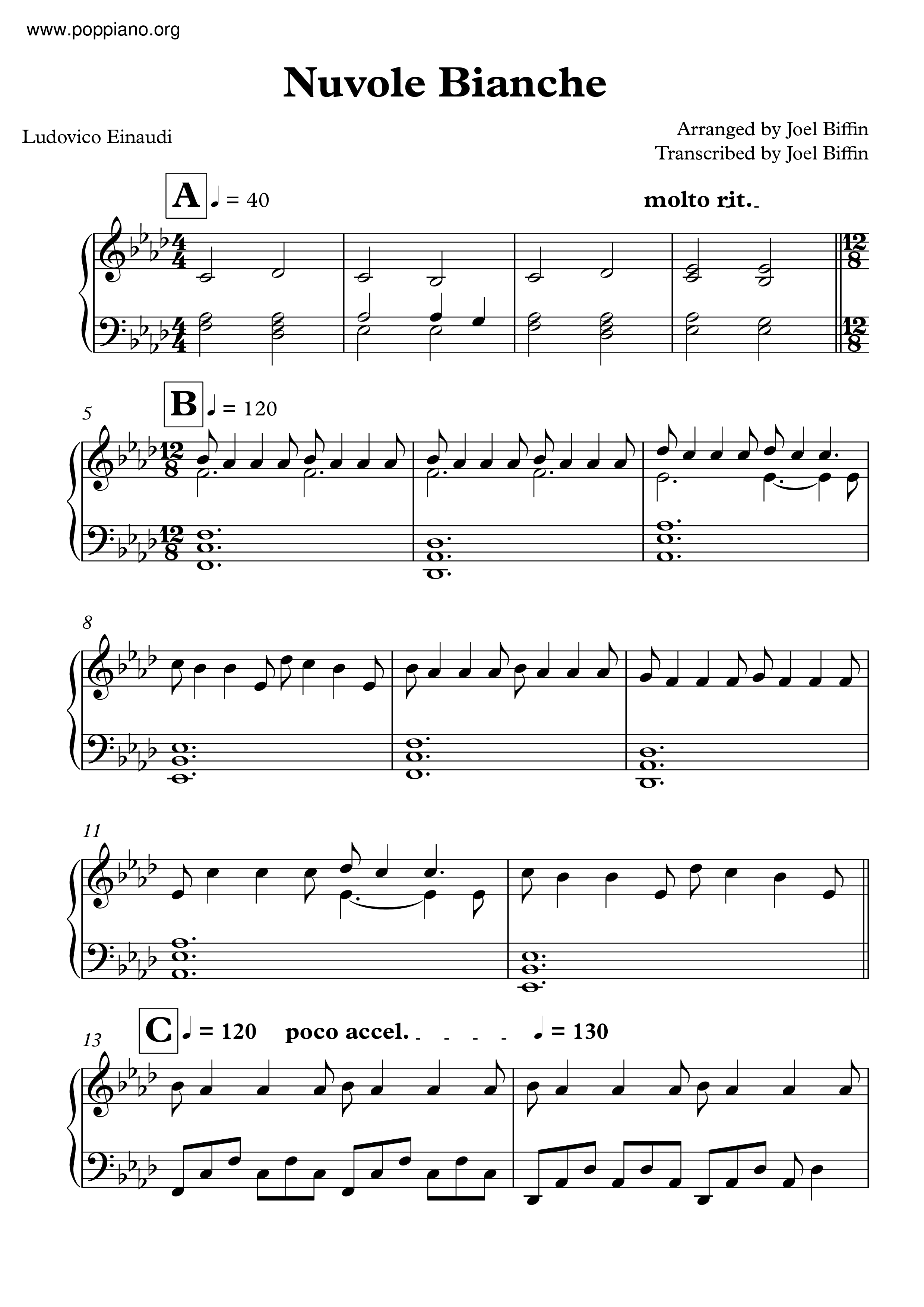 Ludovico Einaudi Nuvole Bianche Sheet Music Pdf Free Score Download Piano tutorial (synthesia) for learning the song nuvole bianche by ludovico einaudi. ludovico einaudi nuvole bianche sheet