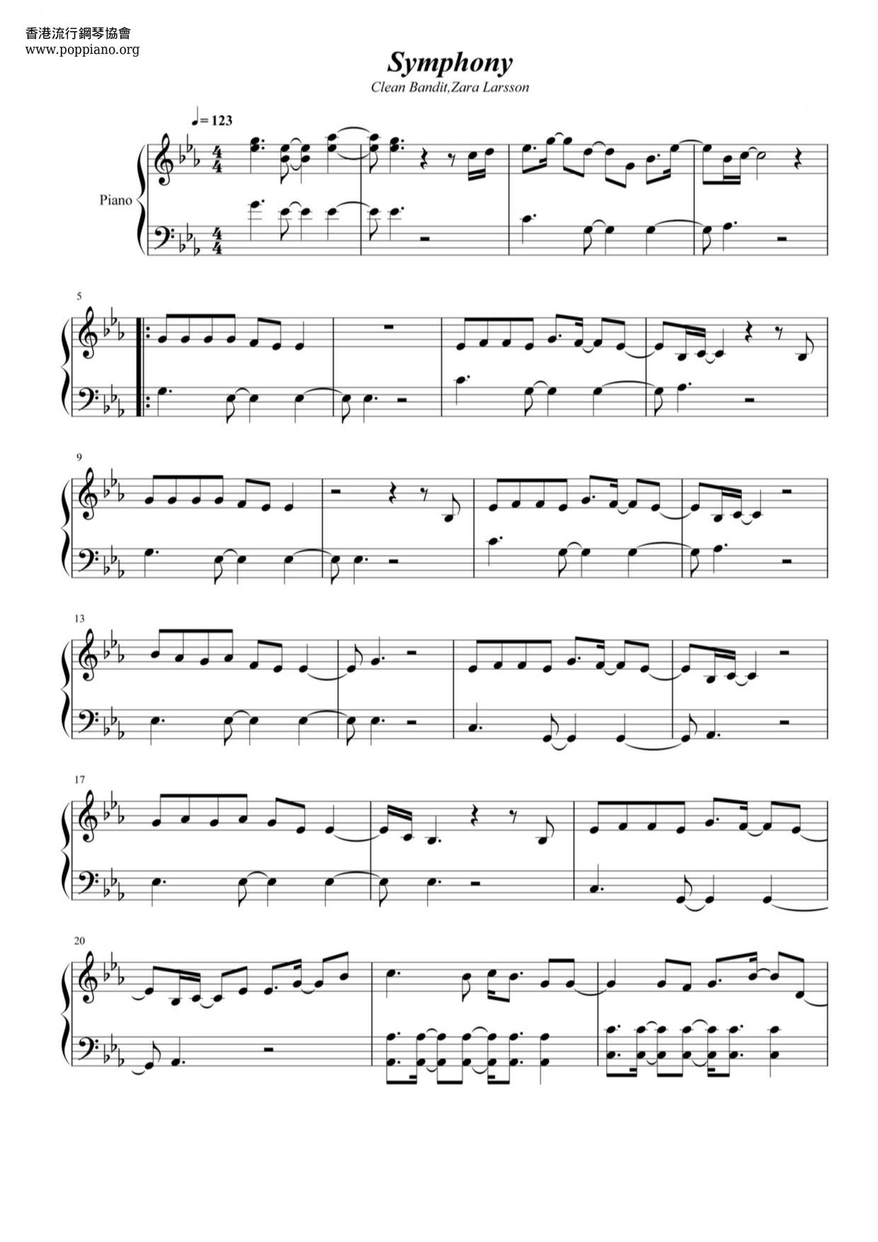 Clean Bandit Symphony Sheet Music Pdf Free Score Download