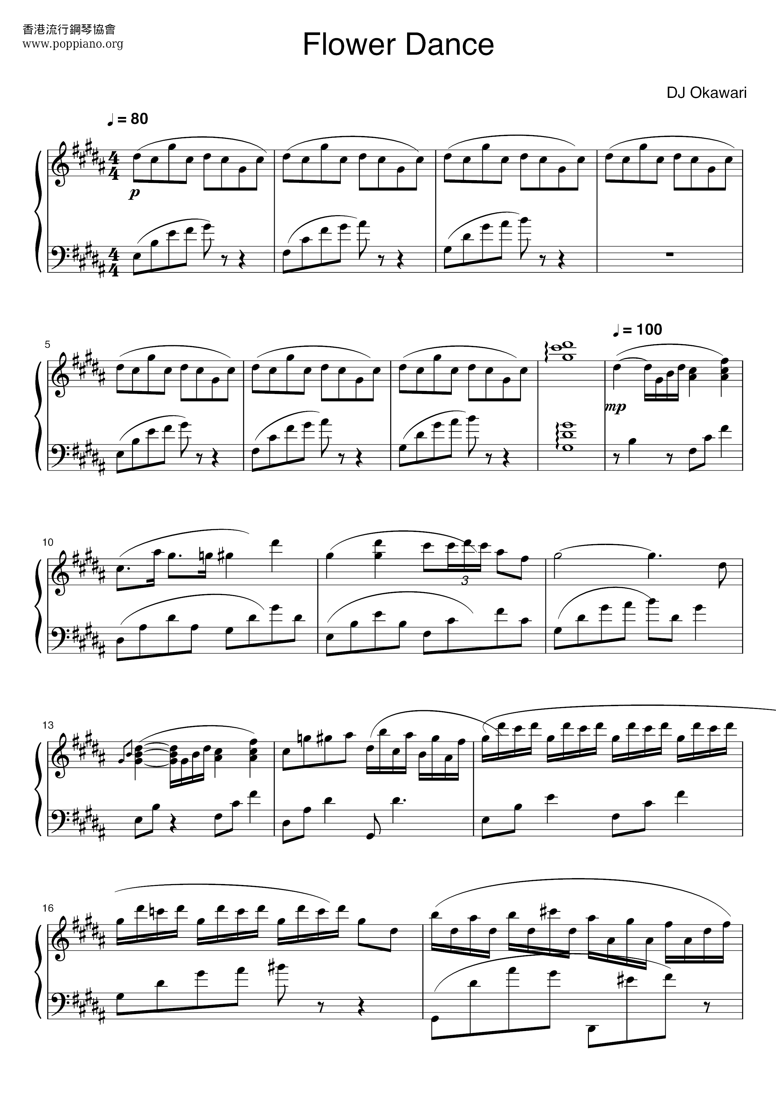 Dj Okawari Flower Dance Sheet Music Pdf 악보 Dj Okawari Free Score Download