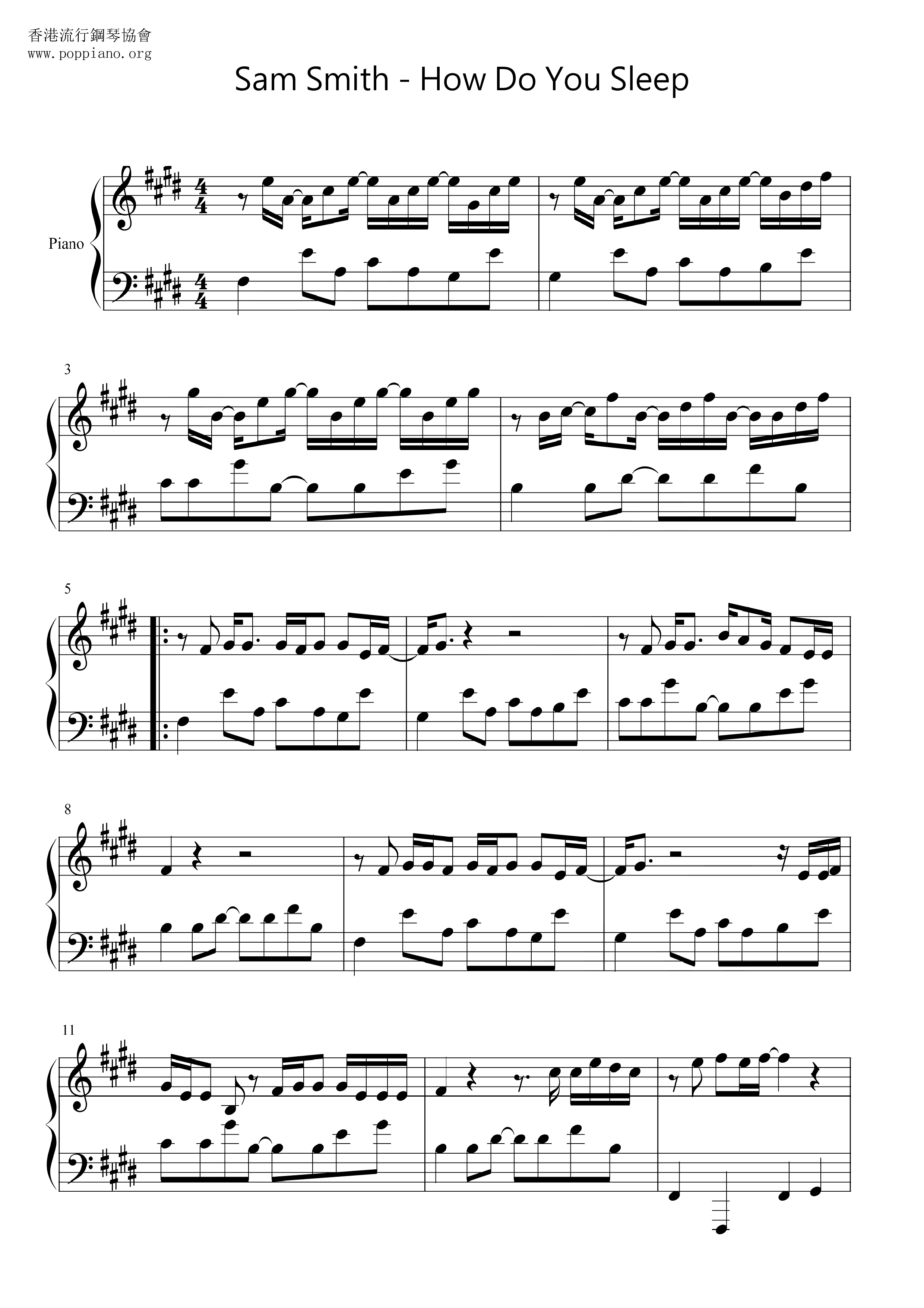 Sam Smith How Do You Sleep Sheet Music Pdf Free Score Download Sam Smith How Do You Sleep Sheet Music Pdf Free Score Download