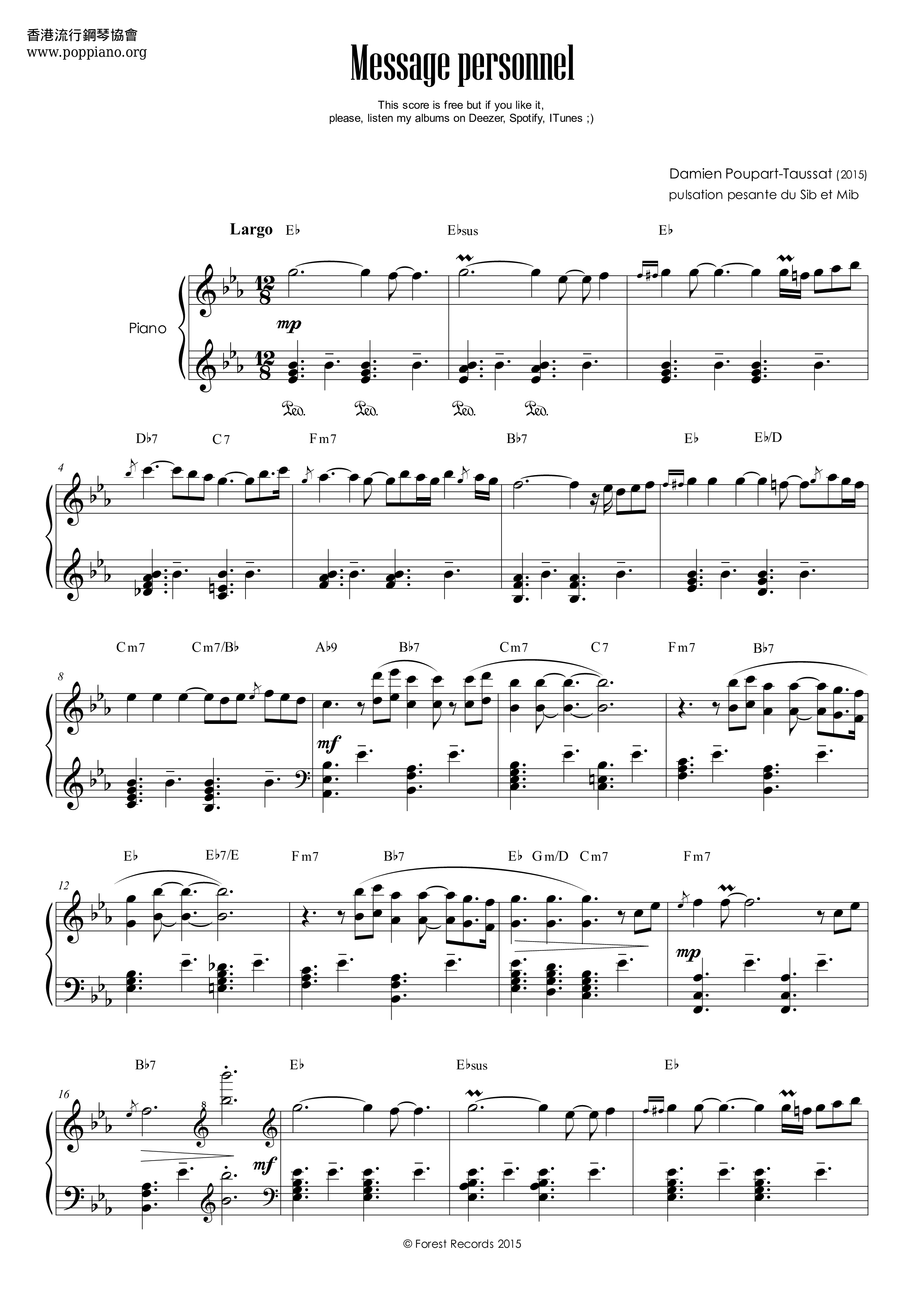 Message Personnel Francoise Hardy Lyrics Françoise Hardy-Message Personnel Sheet Music pdf, - Free Score Download ★