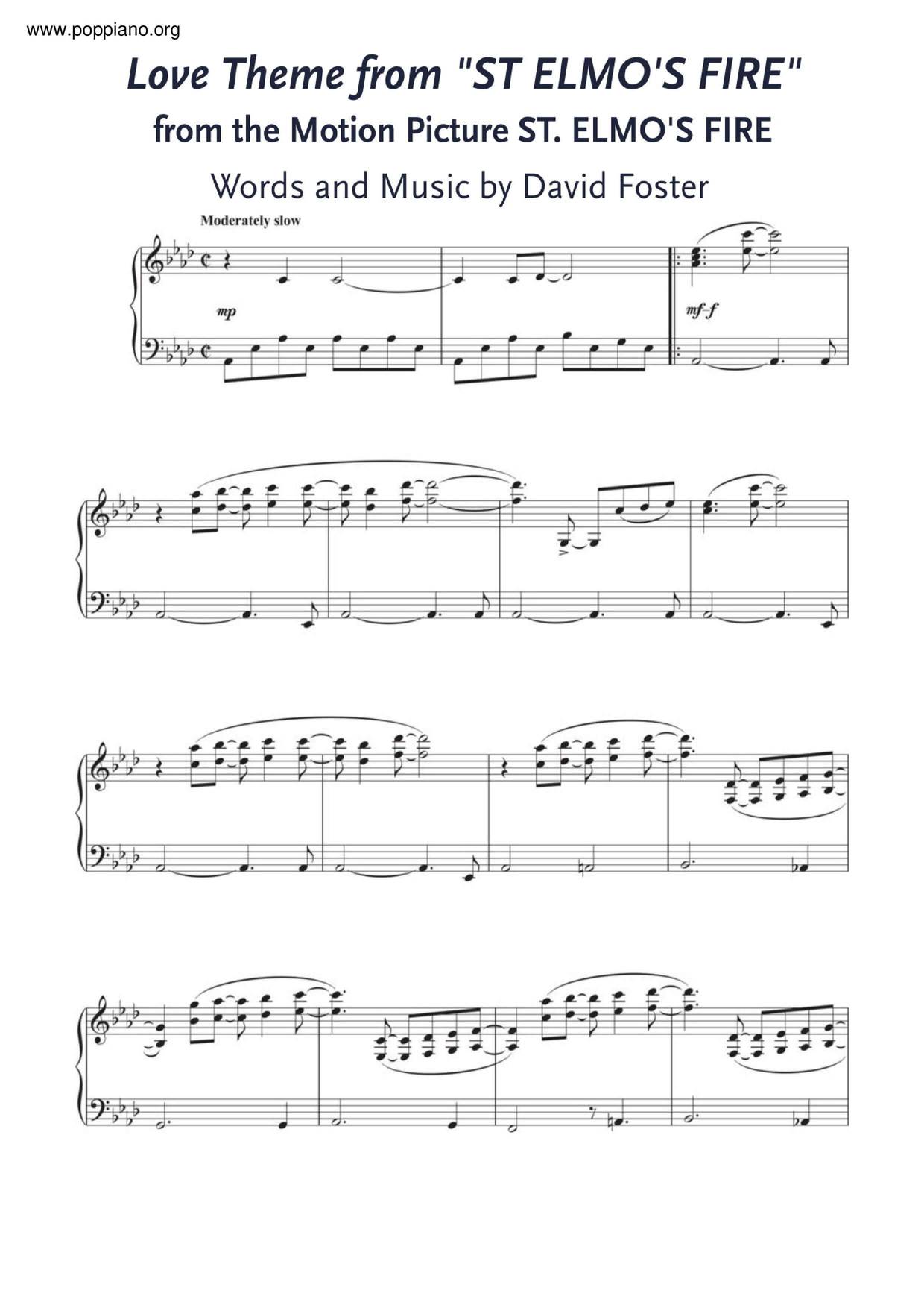 David Foster St Elmo S Fire Sheet Music Pdf Free Score Download David Foster St Elmo S Fire Sheet Music Pdf Free Score Download