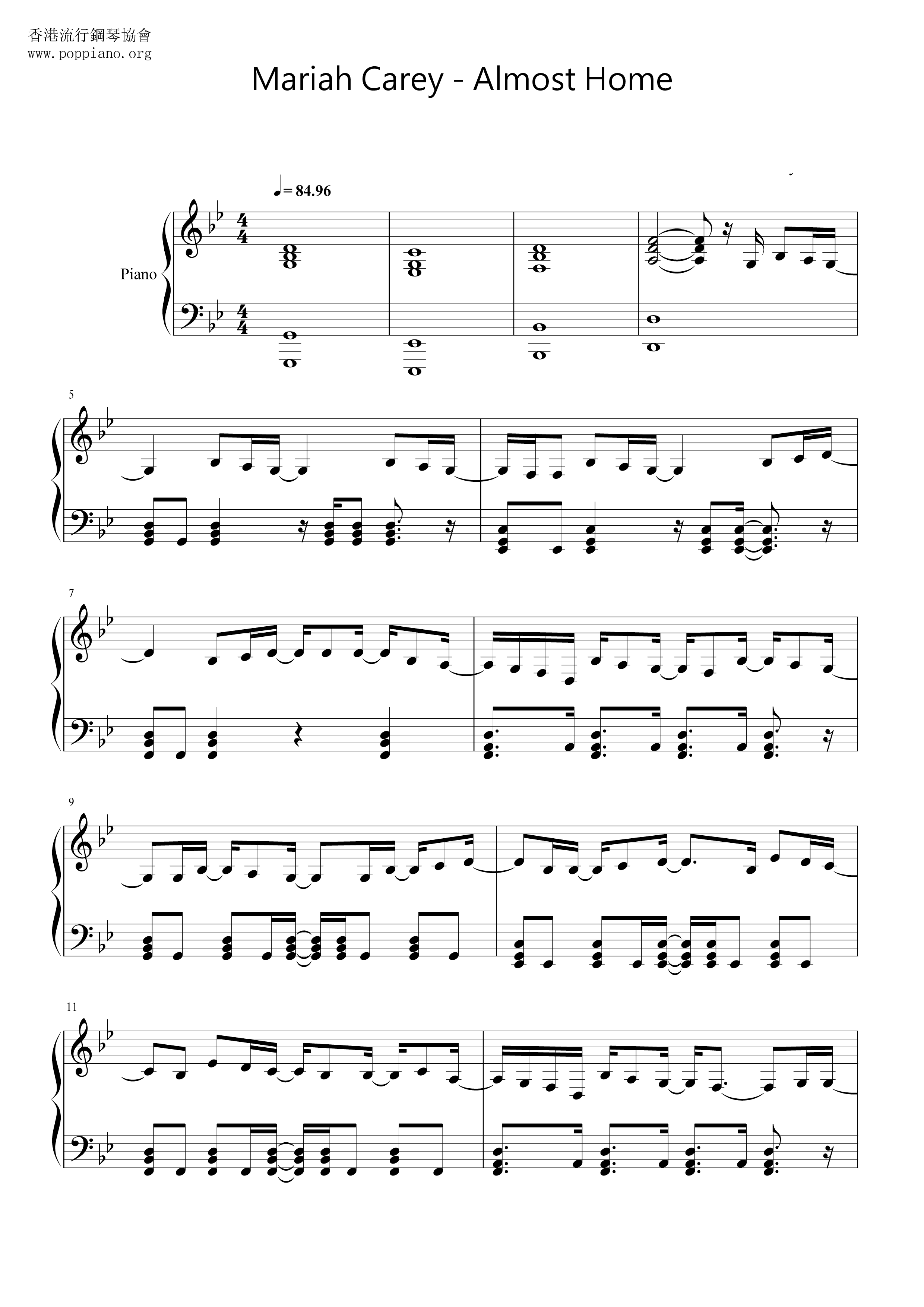 Mariah CareyAlmost Home Sheet Music pdf, Free Score Download ★