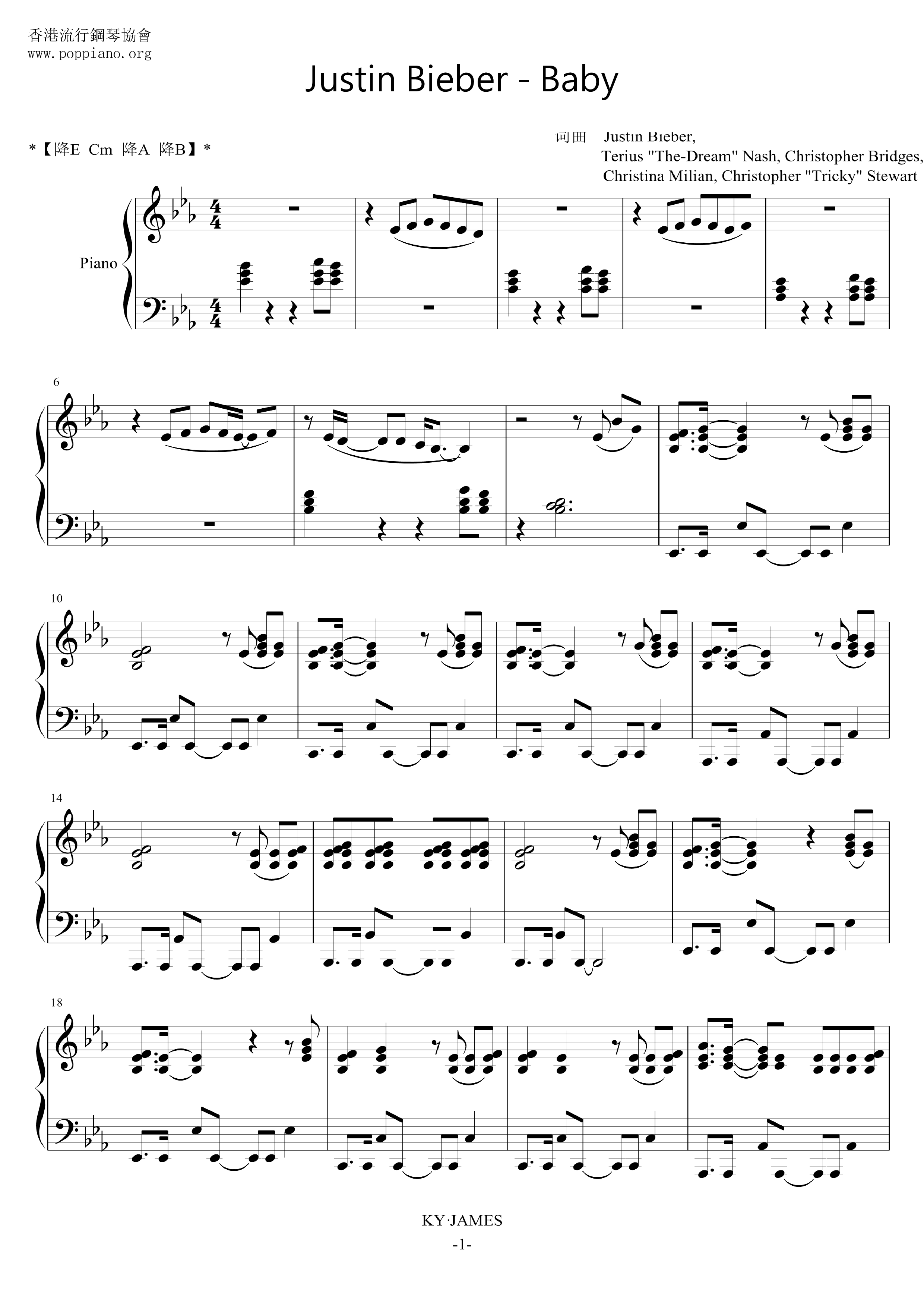 Justin BieberBaby Sheet Music pdf, Free Score Download ★