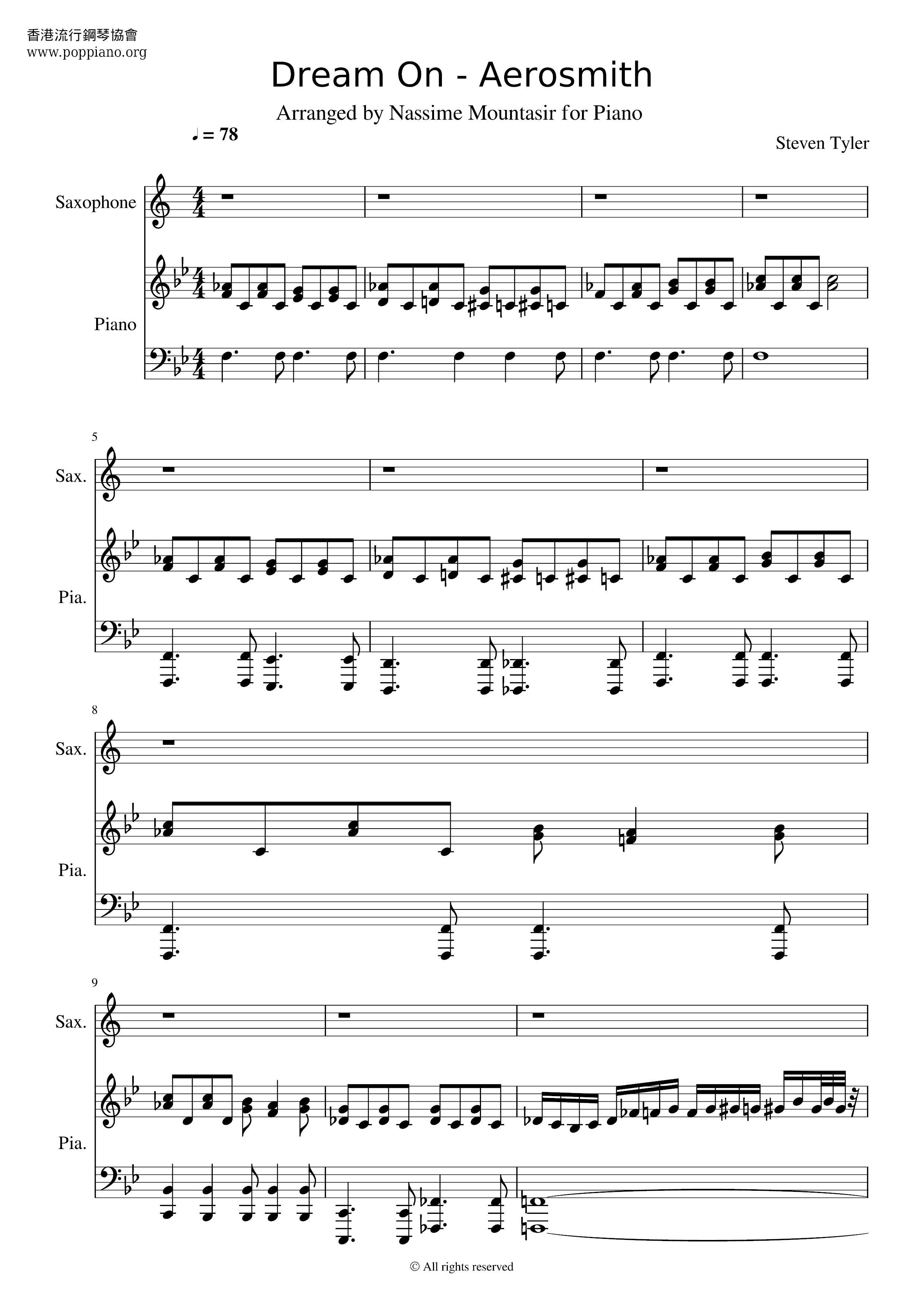 Aerosmith Dream On Sheet Music Pdf Free Score Download
