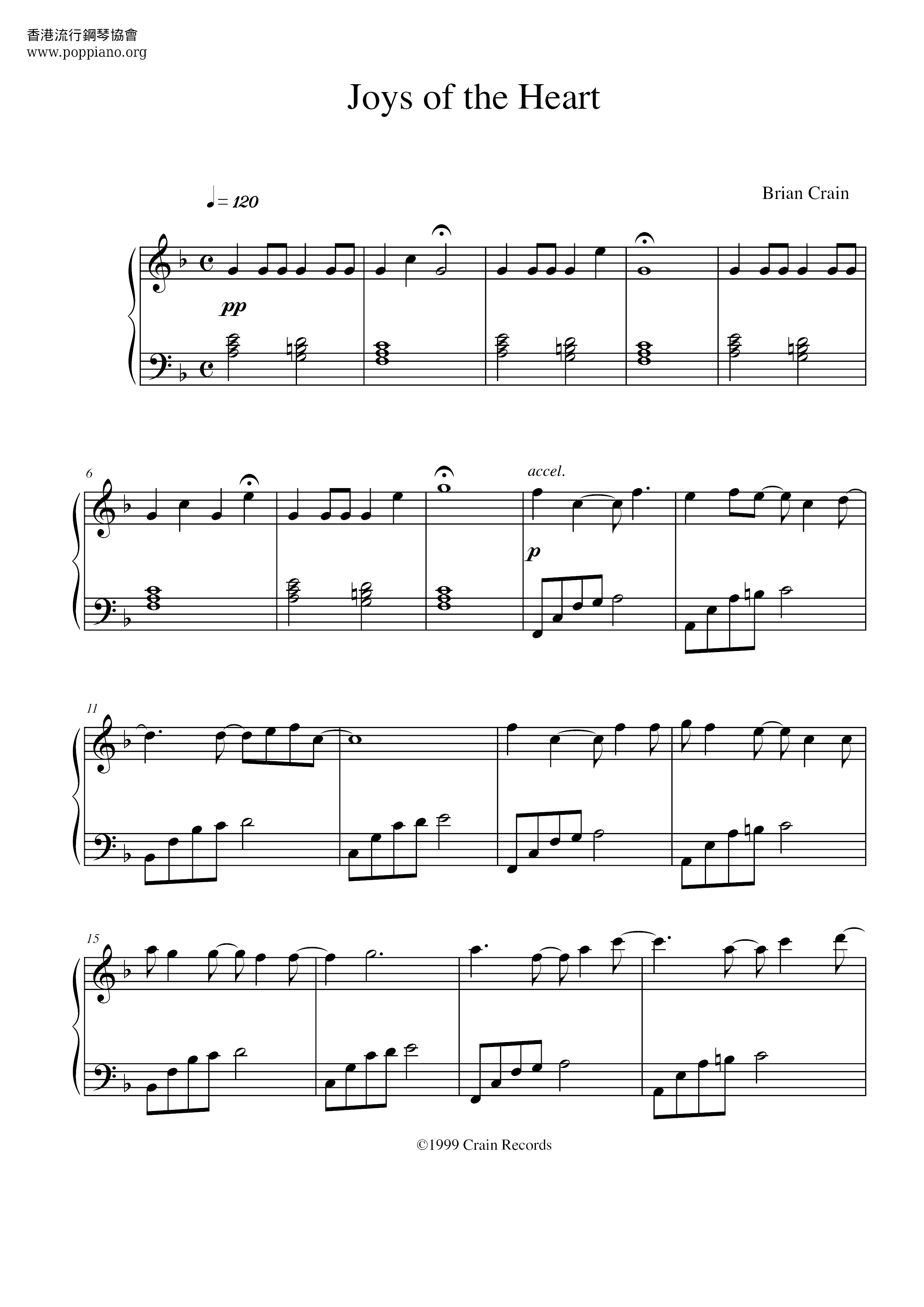 Joys Of The Heart琴譜