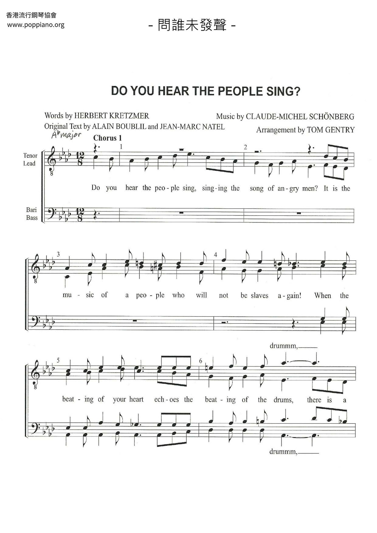 問誰未發聲 Do You Hear The People Singall Versions Sheet Music Piano Score Free Pdf Download Hk Pop Piano Academy