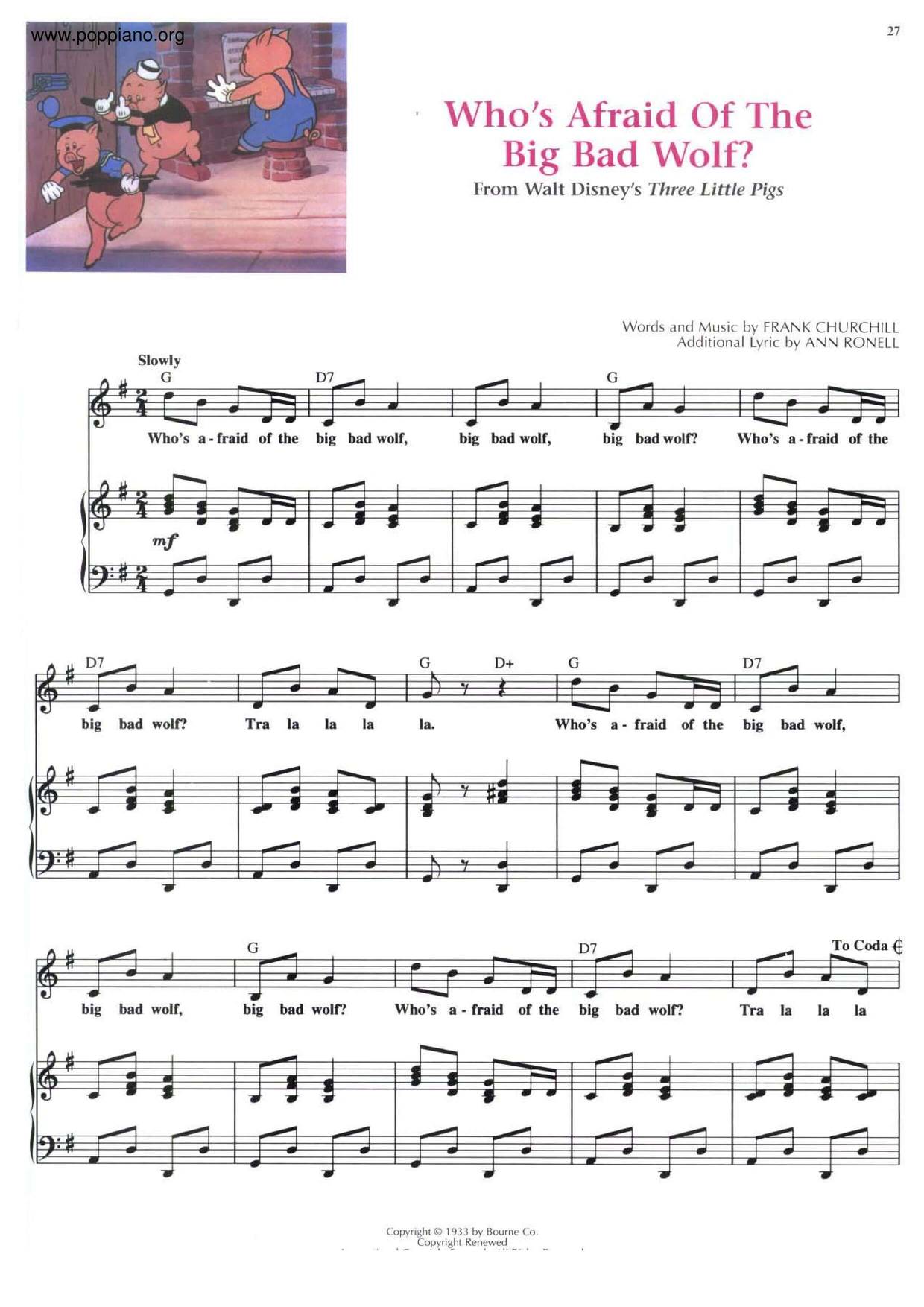 Three Little Pigs Who S Afraid Of The Big Bad Wolf Sheet Music Pdf Free Score Download Three Little Pigs Who S Afraid Of The Big Bad Wolf Sheet Music Pdf Free Score Download