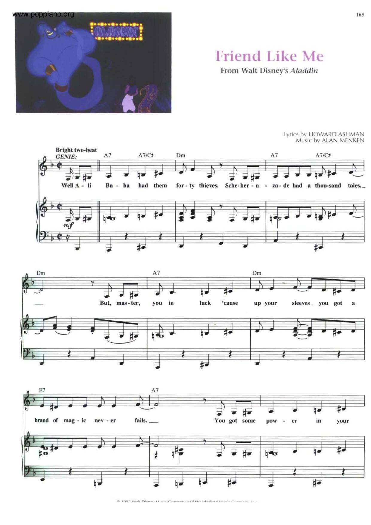 ディズニー Aladdin Friend Like Me ピアノ譜pdf 香港ポップピアノ協会 無料pdf楽譜ダウンロード Gakufu