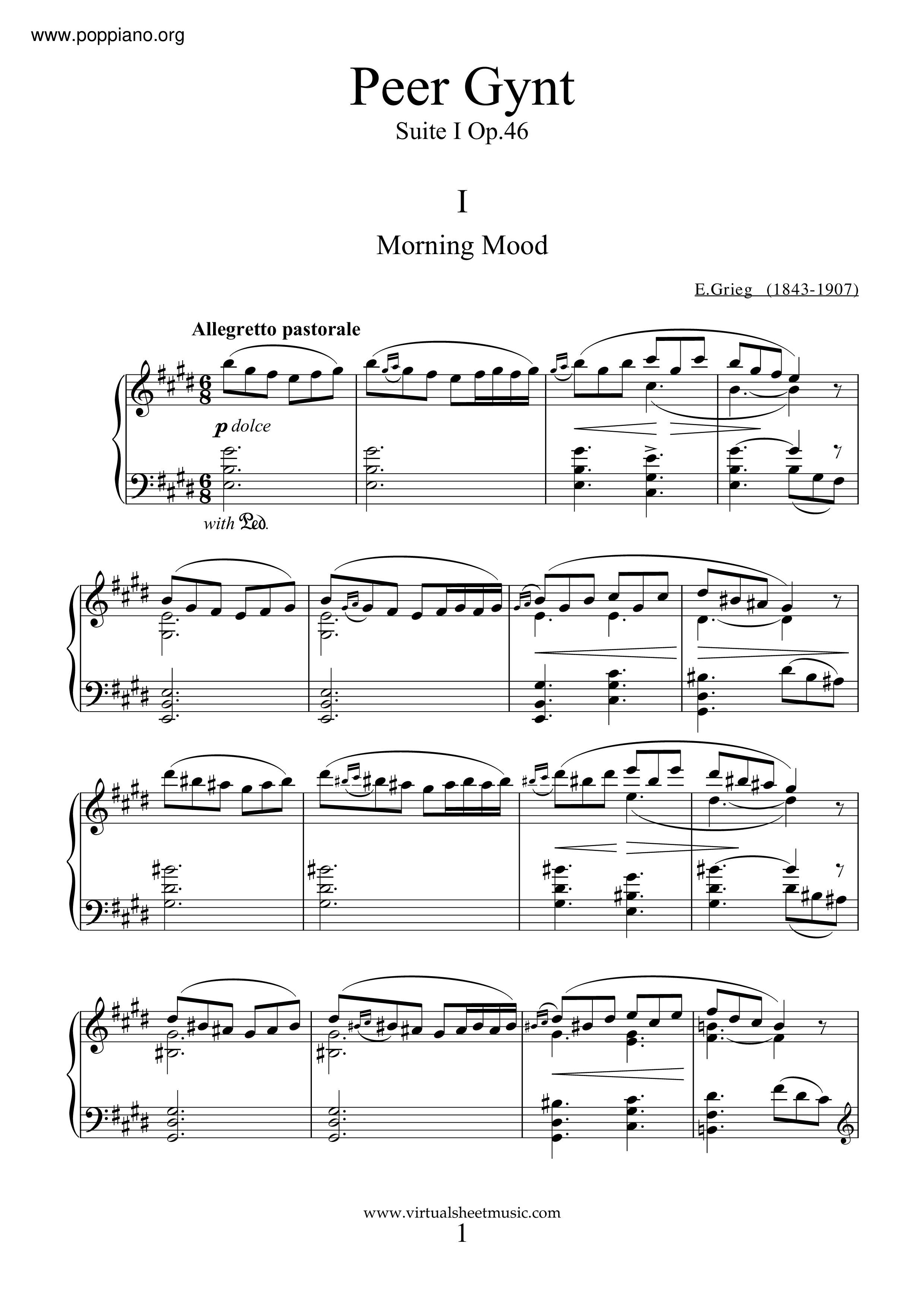 Peer Gynt - Suite No. 1, Op.46琴譜