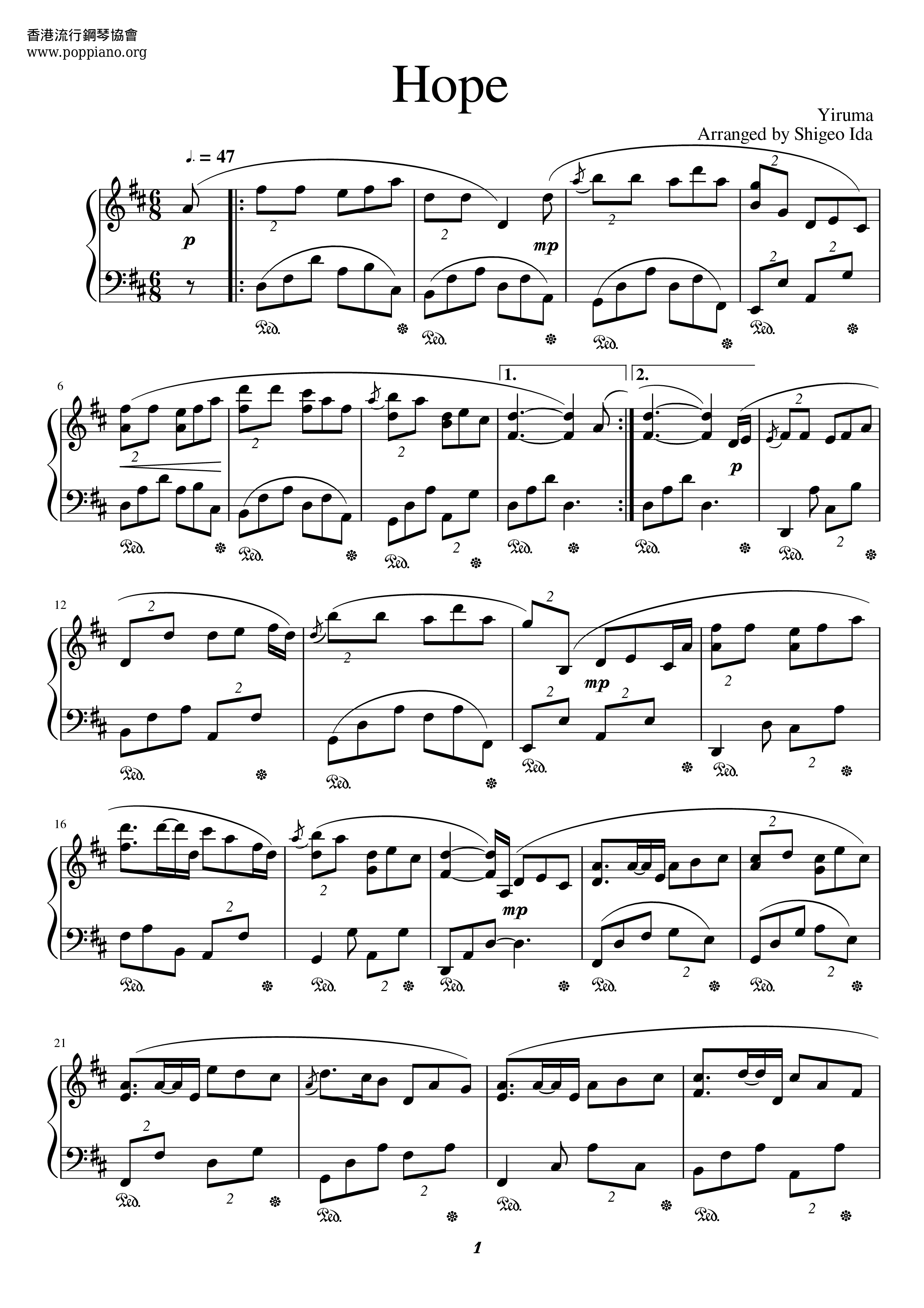 YirumaHope Sheet Music pdf, Free Score Download ★