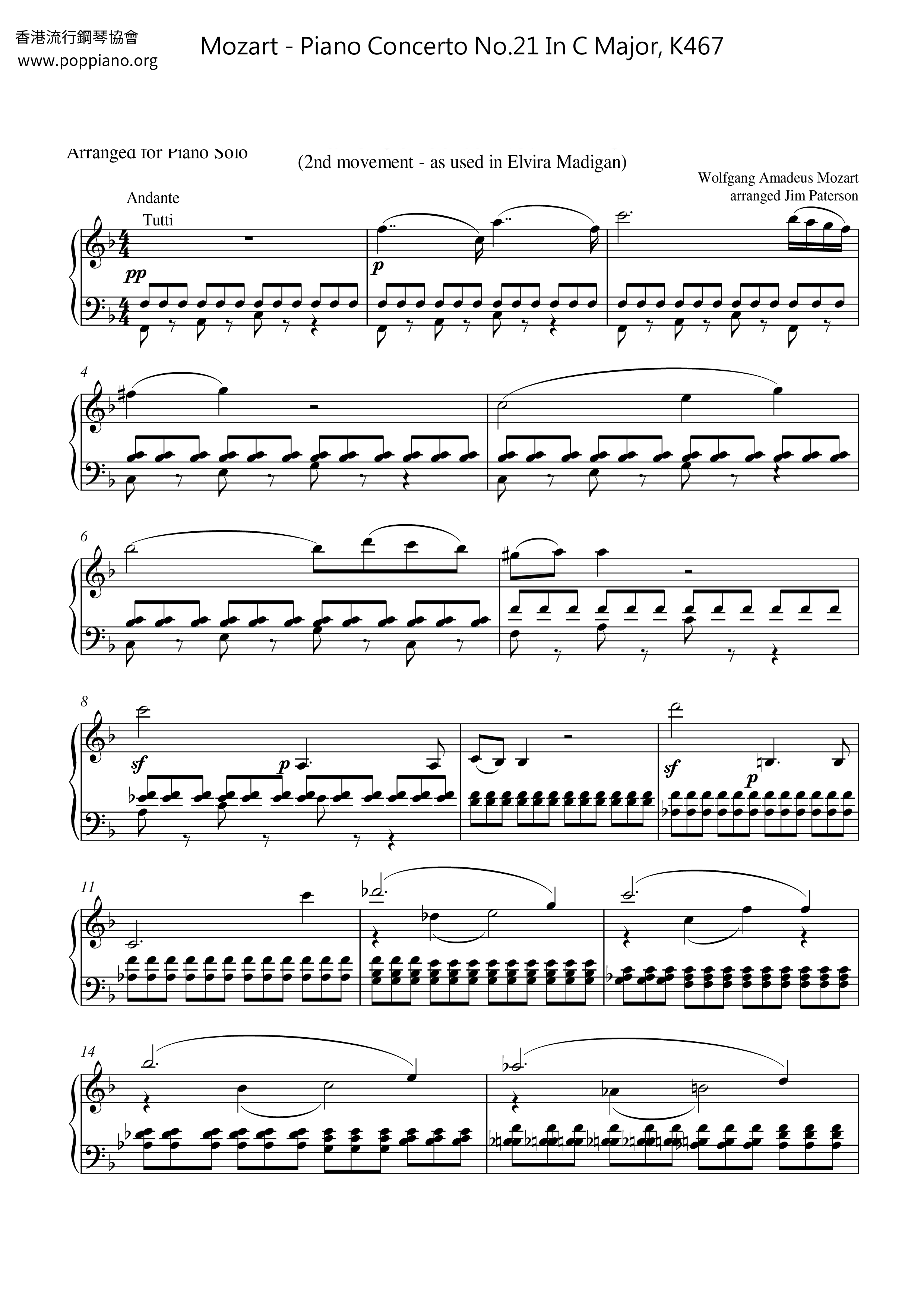 Le Plus Beau Concerto Pour Piano De Mozart Mozart-Piano Concerto No.21 In C Major, K467 Sheet Music pdf, - Free