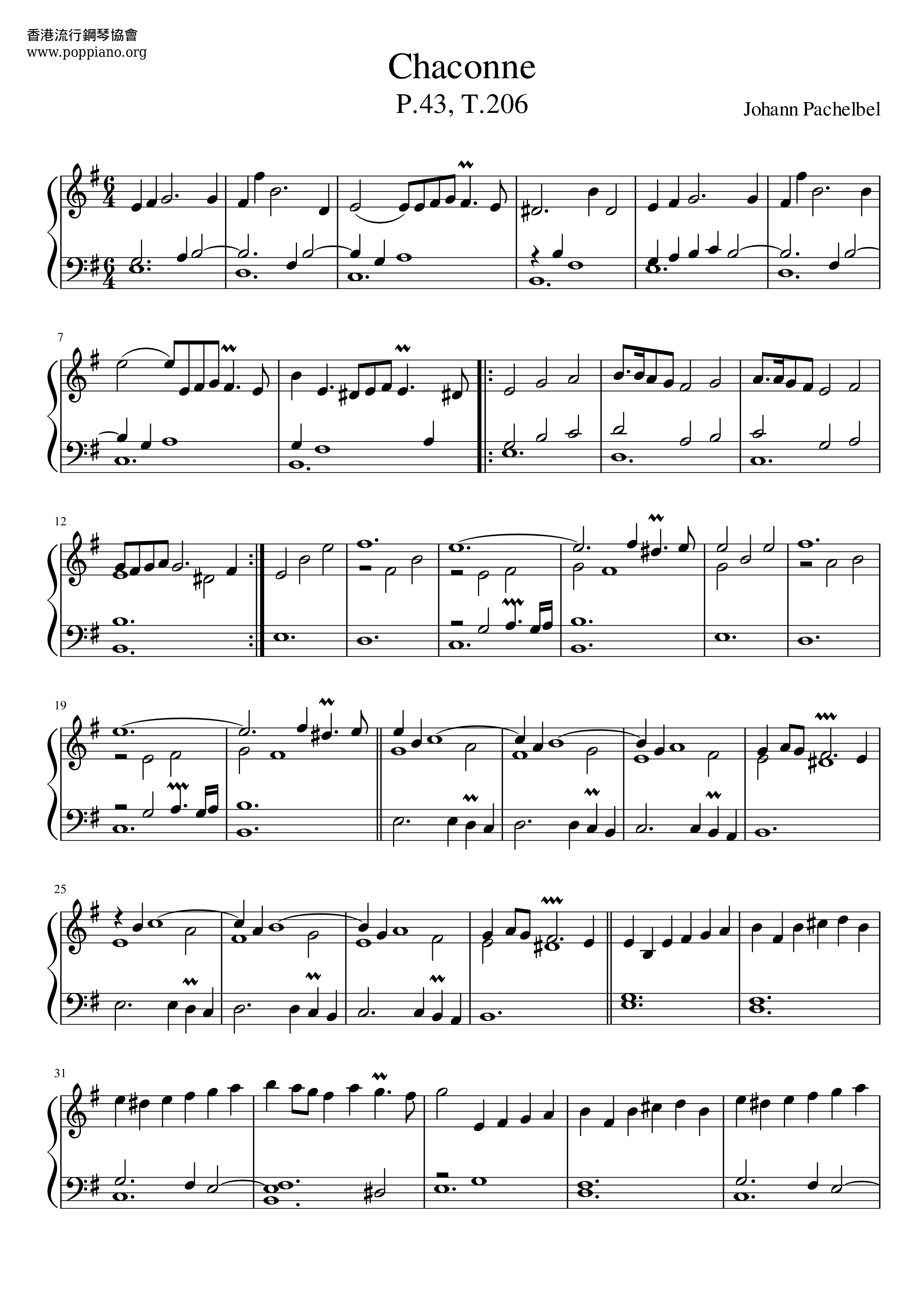 Pachelbel Chaconne In F Minor T 206 Sheet Music Pdf Free Score Download pachelbel chaconne in f minor t 206