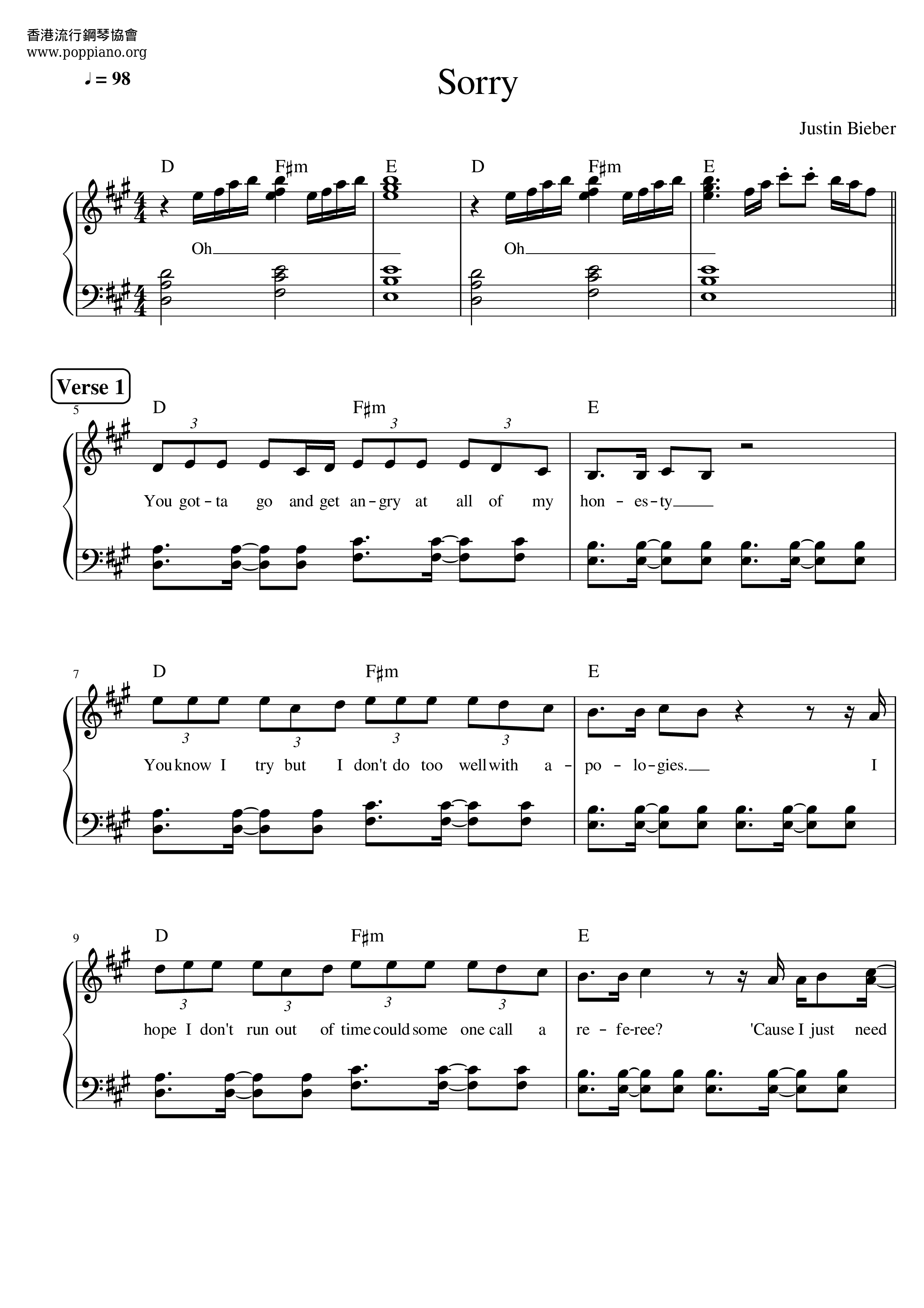 Justin Bieber Sorry Sheet Music Pdf Free Score Download Justin Bieber Sorry Sheet Music Pdf Free Score Download
