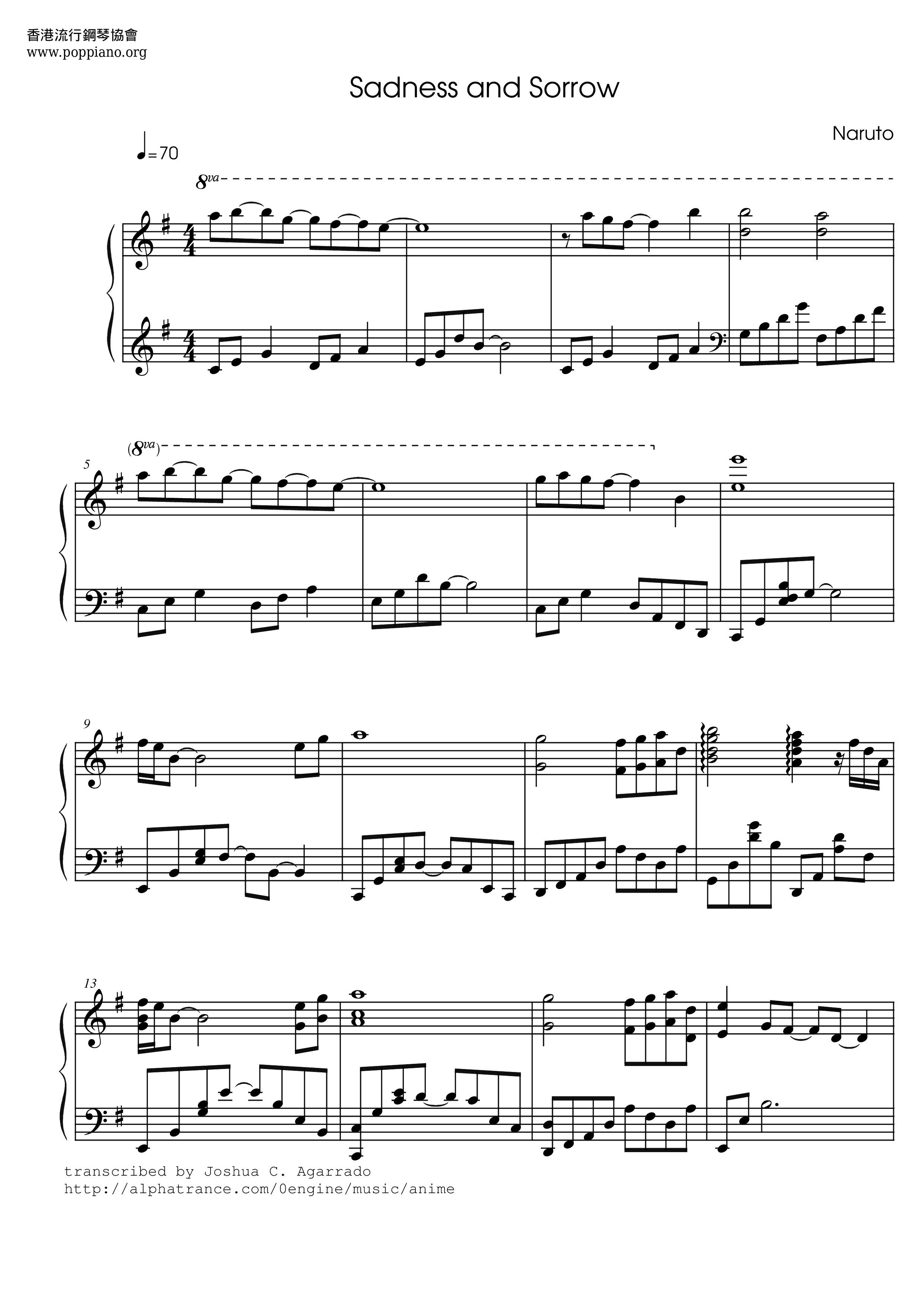 Sad Anime Piano Sheet Music