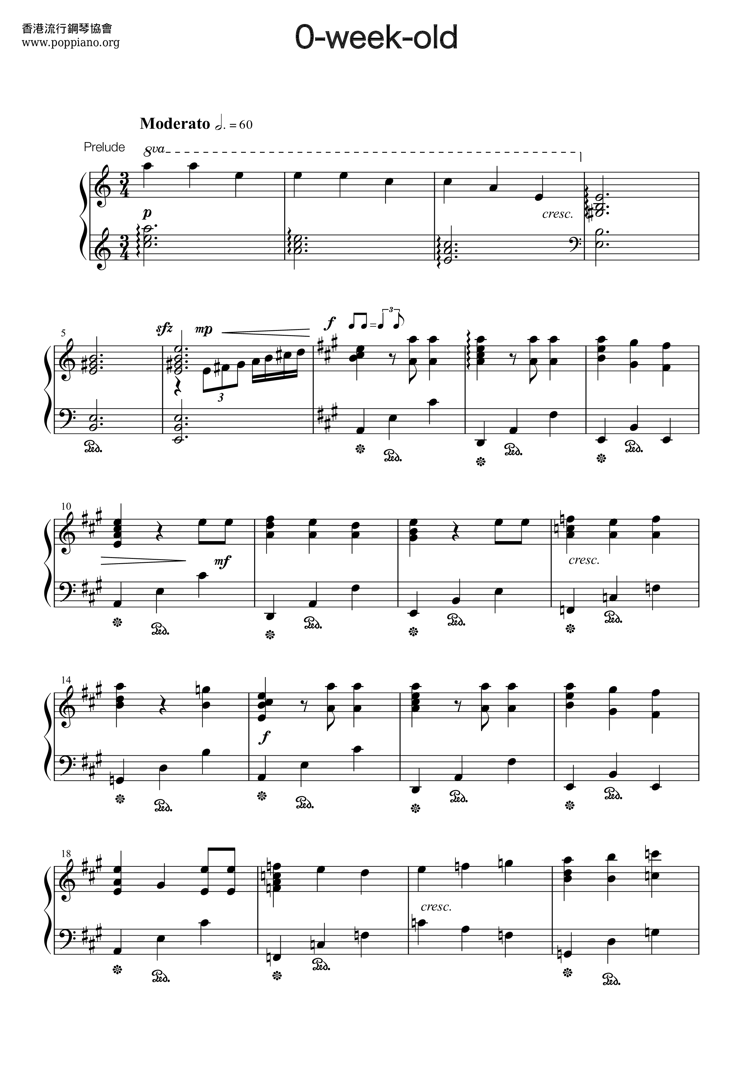 赤崎千夏 0 Week Old Sheet Music Pdf Free Score Download