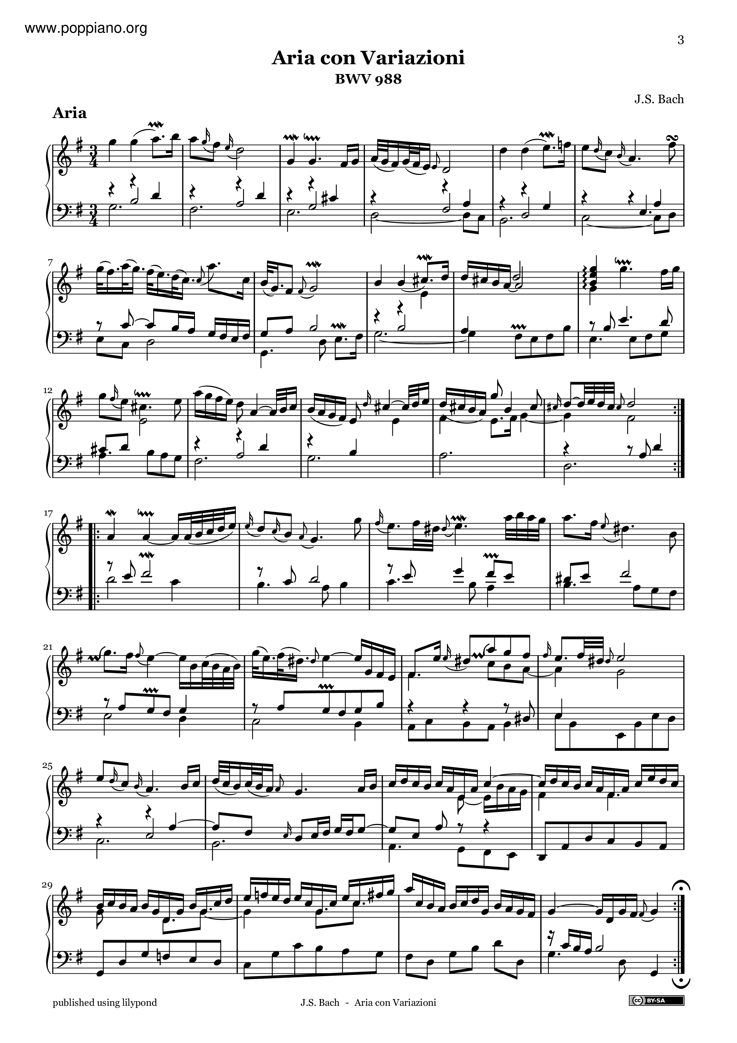 Bach BWV 988 Goldberg Variations