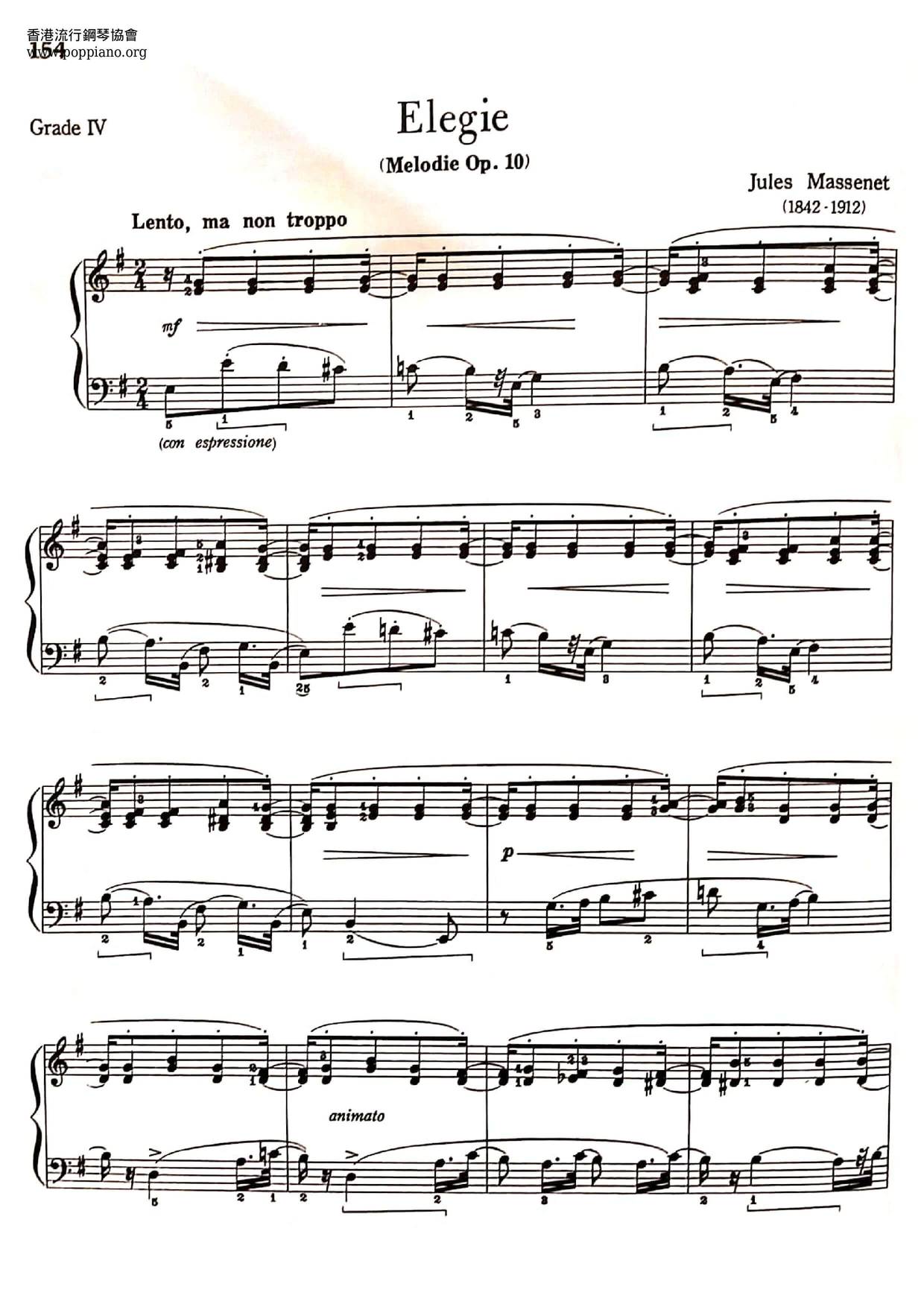 Elegie, Op.10, No.5琴譜