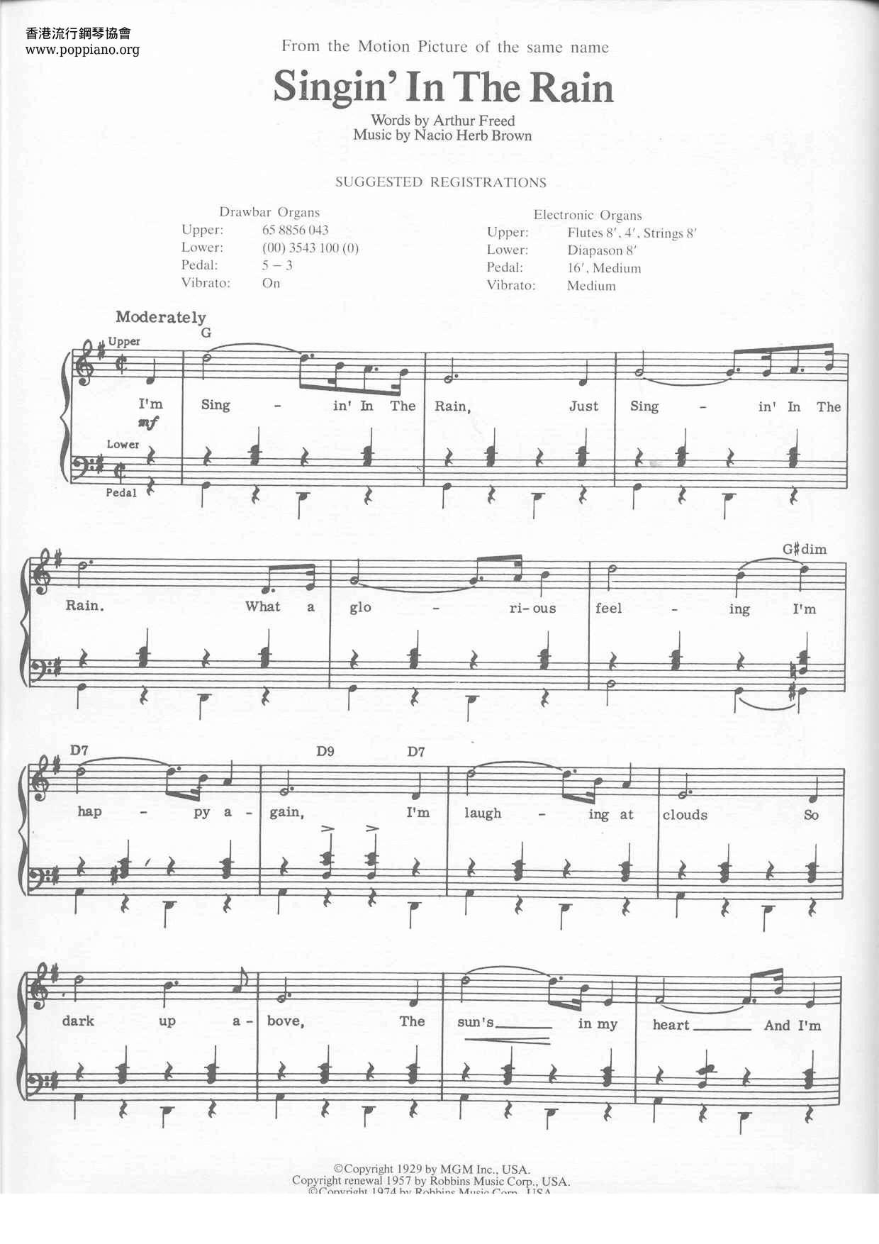 Frank Sinatra Singing In The Rain ピアノ譜pdf 香港ポップピアノ協会 無料pdf楽譜ダウンロード Gakufu