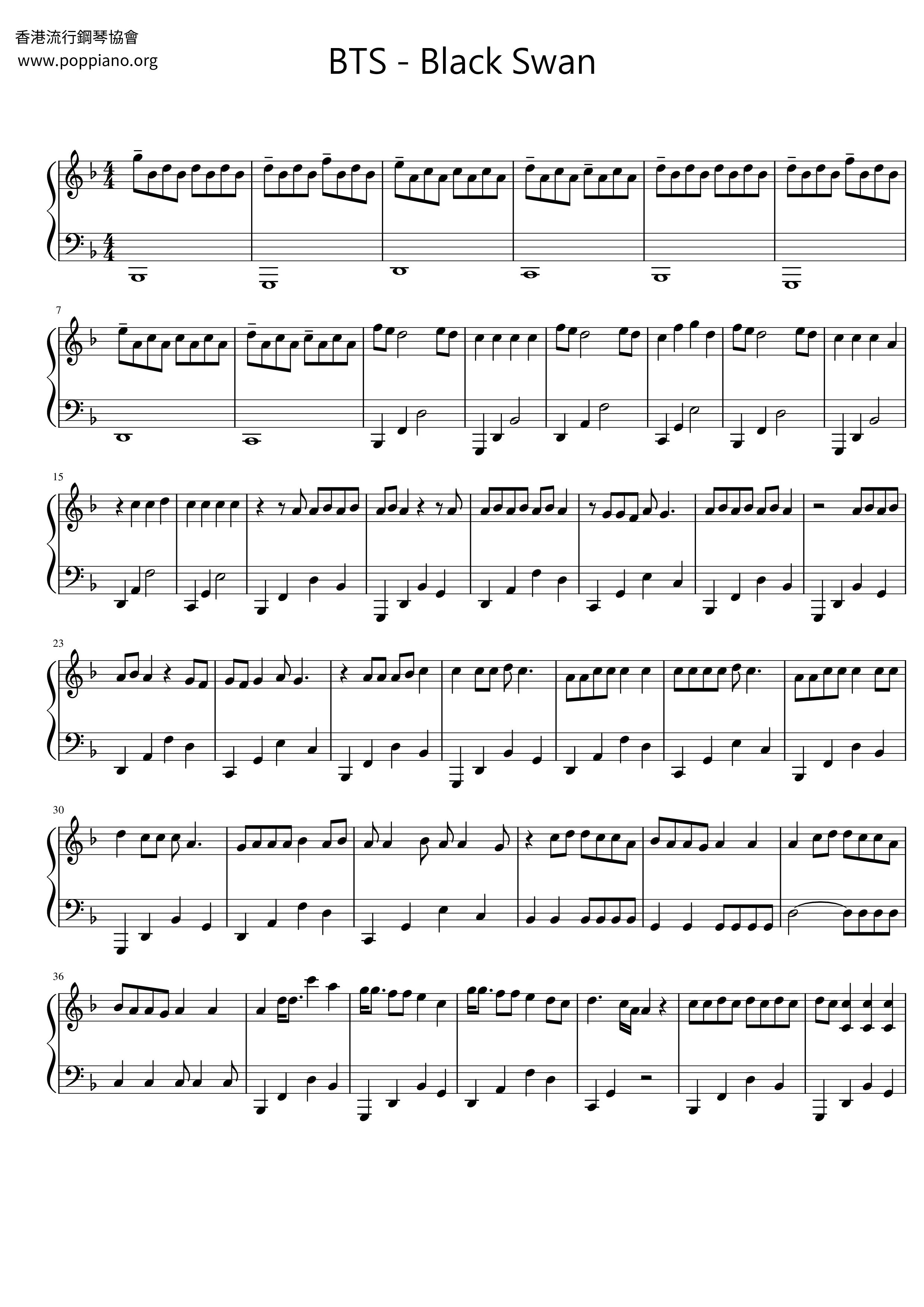 Swan Sheet Music pdf, (ビーティーエス) - Free Score Download ☆