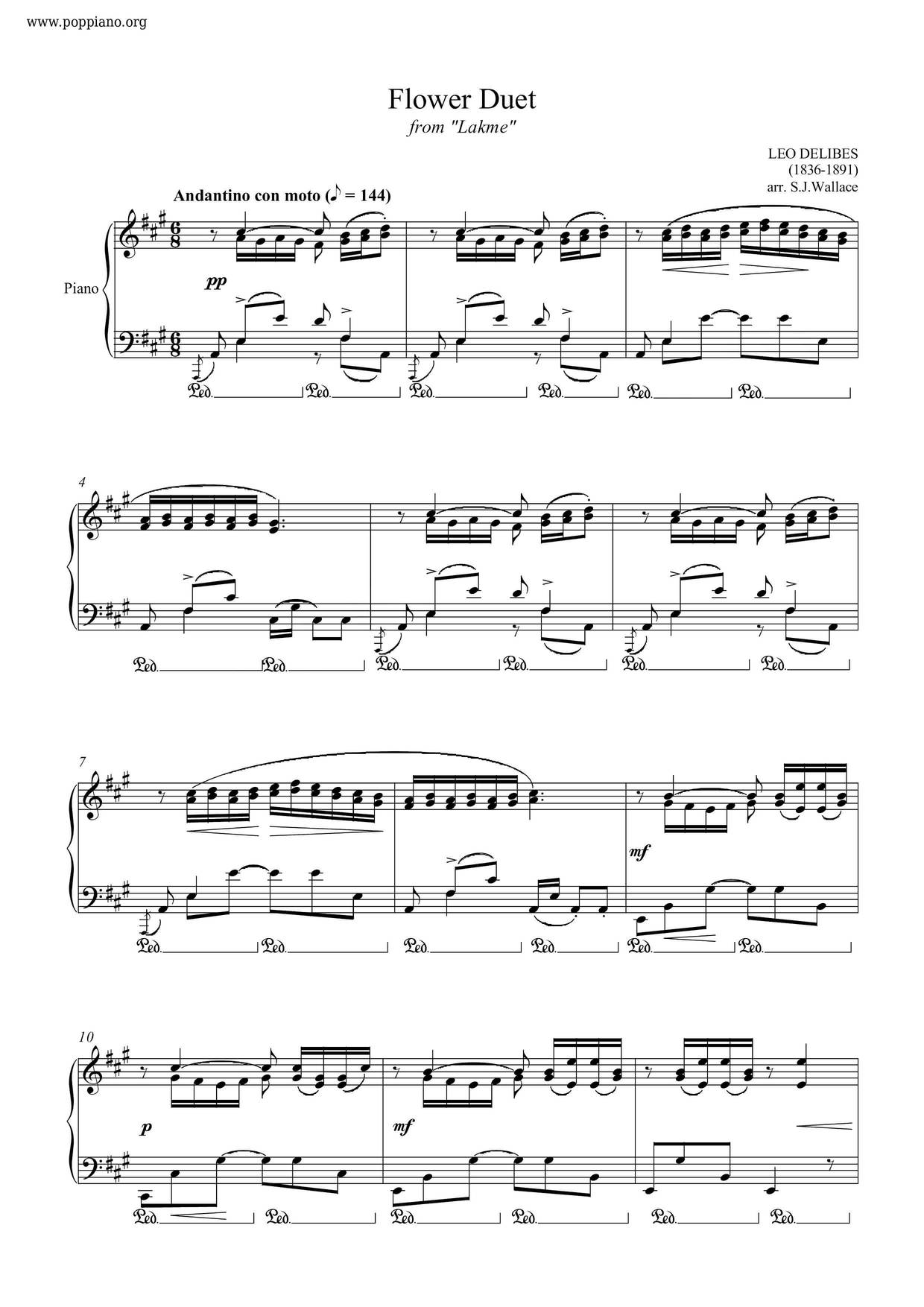 Leo DelibesFlower Duet From Lakme Sheet Music pdf, Free Score Download ★