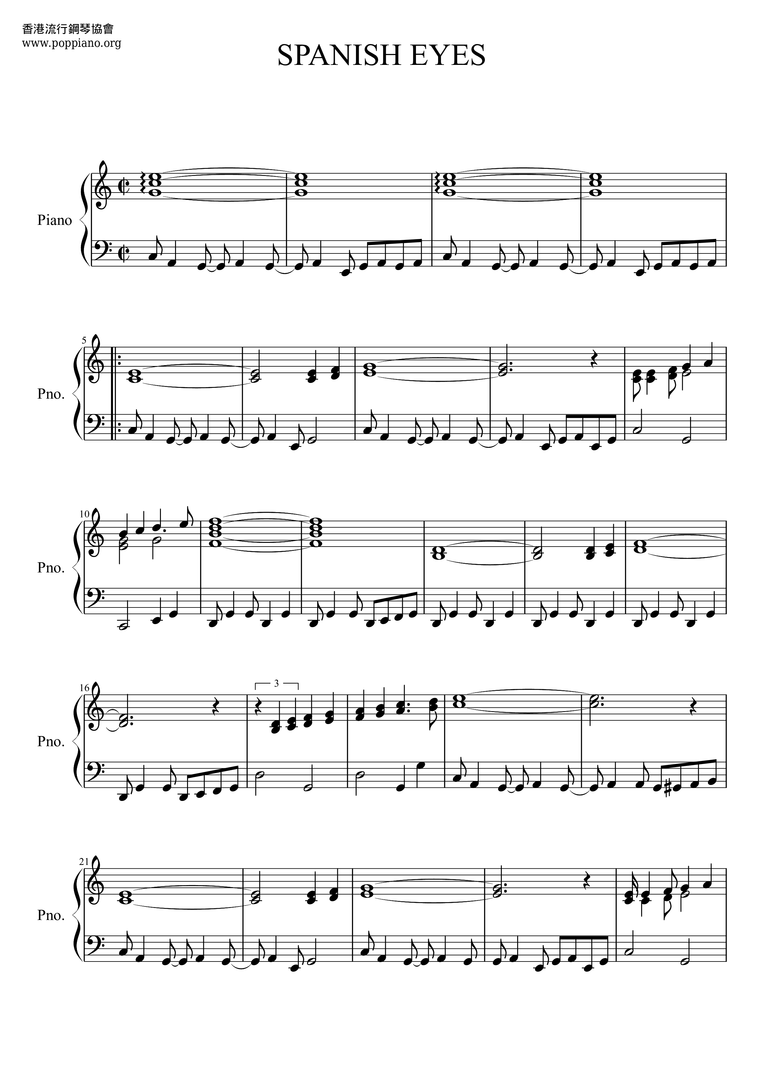 Engelbert HumperdinckSpanish Eyes Sheet Music pdf, Free Score Download ★