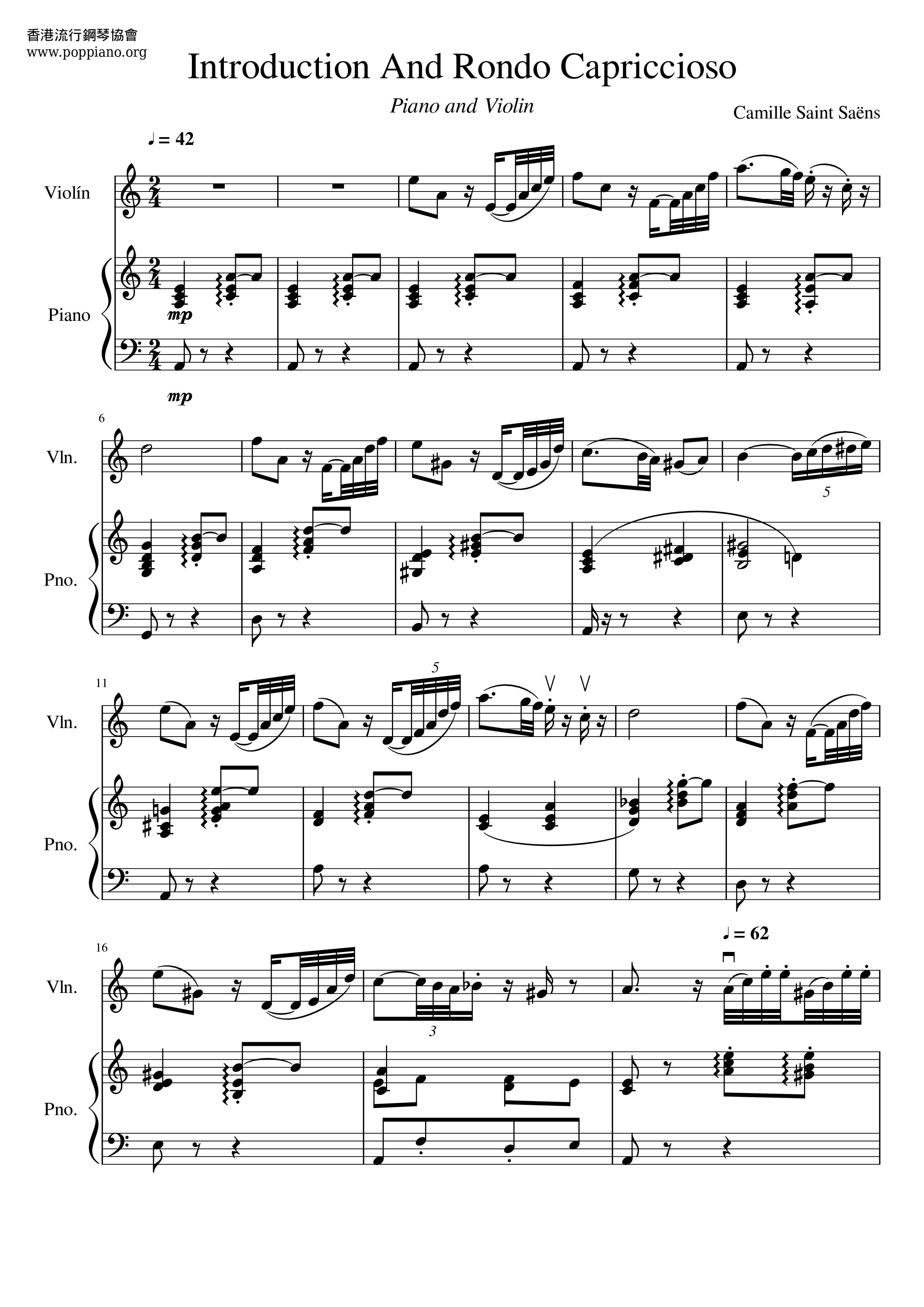 Violon et Piano - Introduction et Rondo capriccioso Opus 28 