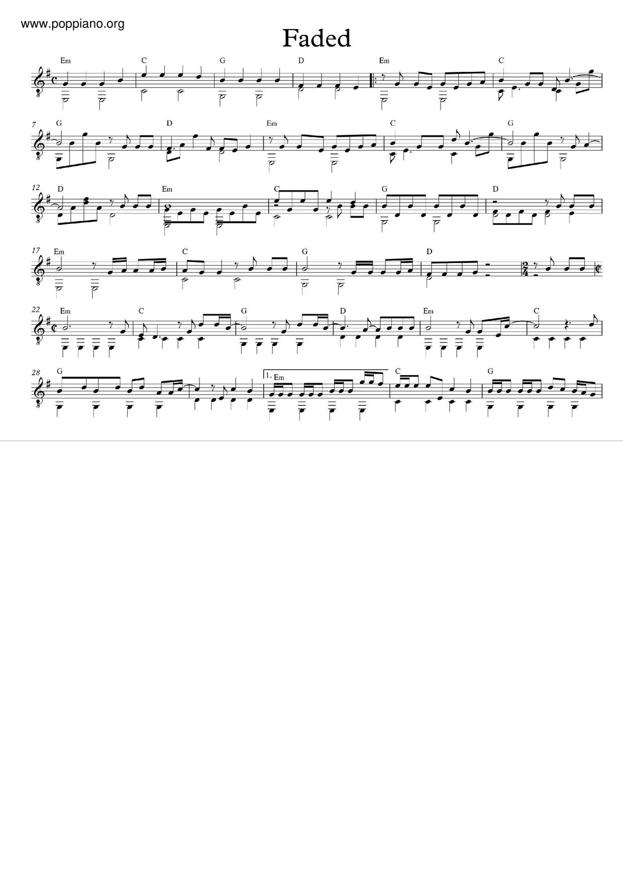 Alan Walker Faded Violin Score Pdf アラン ウォーカー Free Score Download