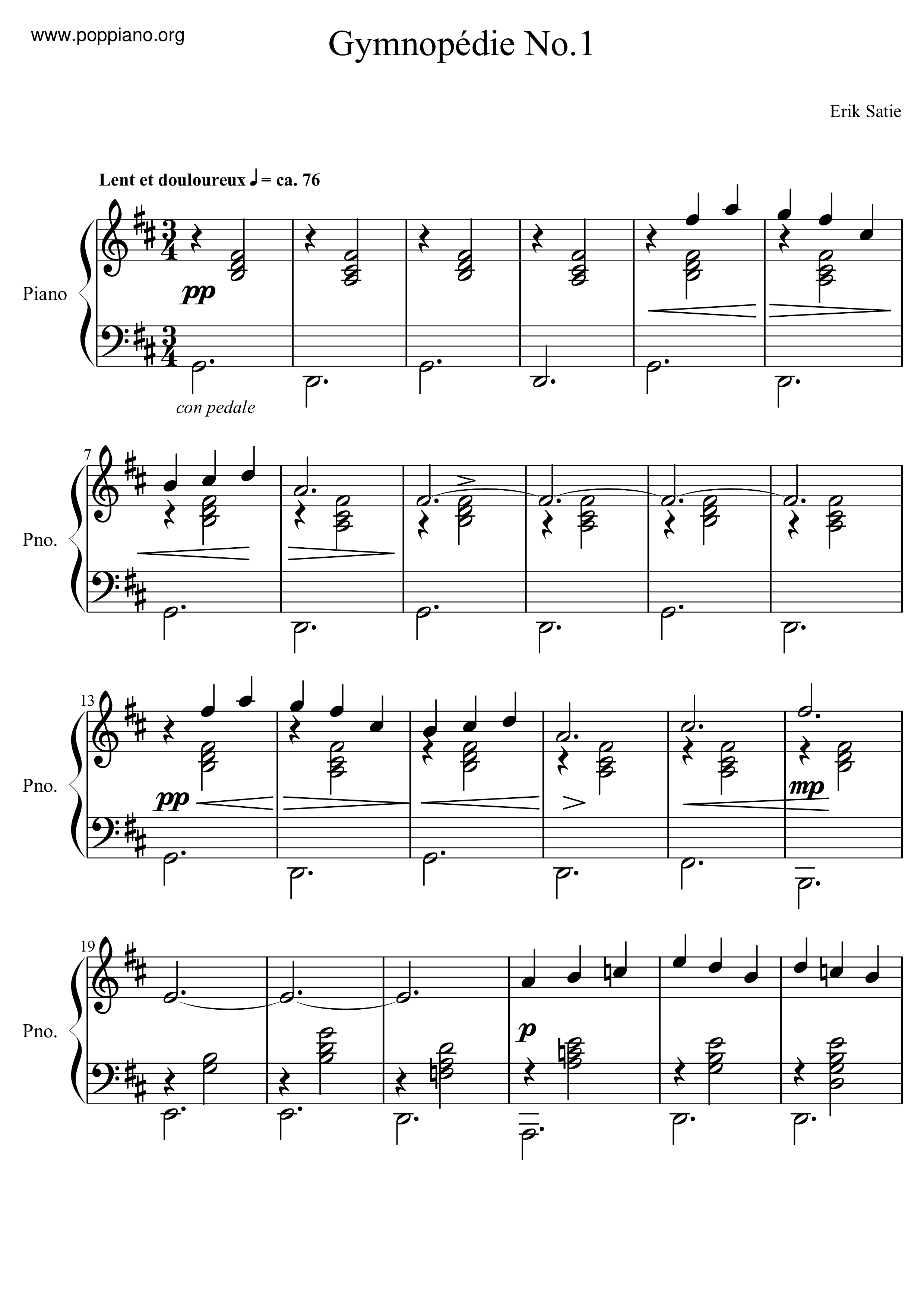Satie Gymnopedie No 1 Sheet Music Pdf Free Score Download