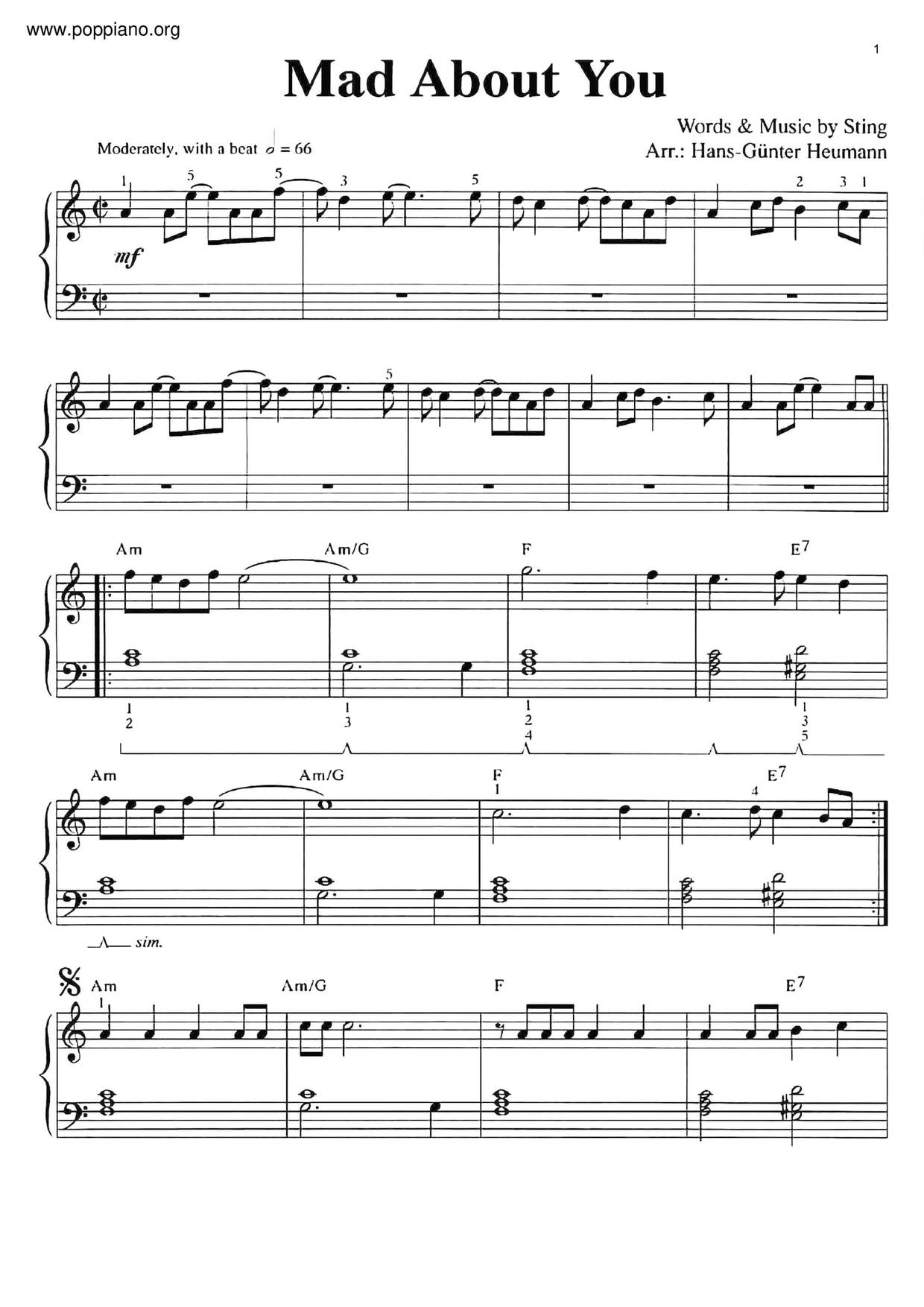 StingMad About You Sheet Music pdf, Free Score Download ★