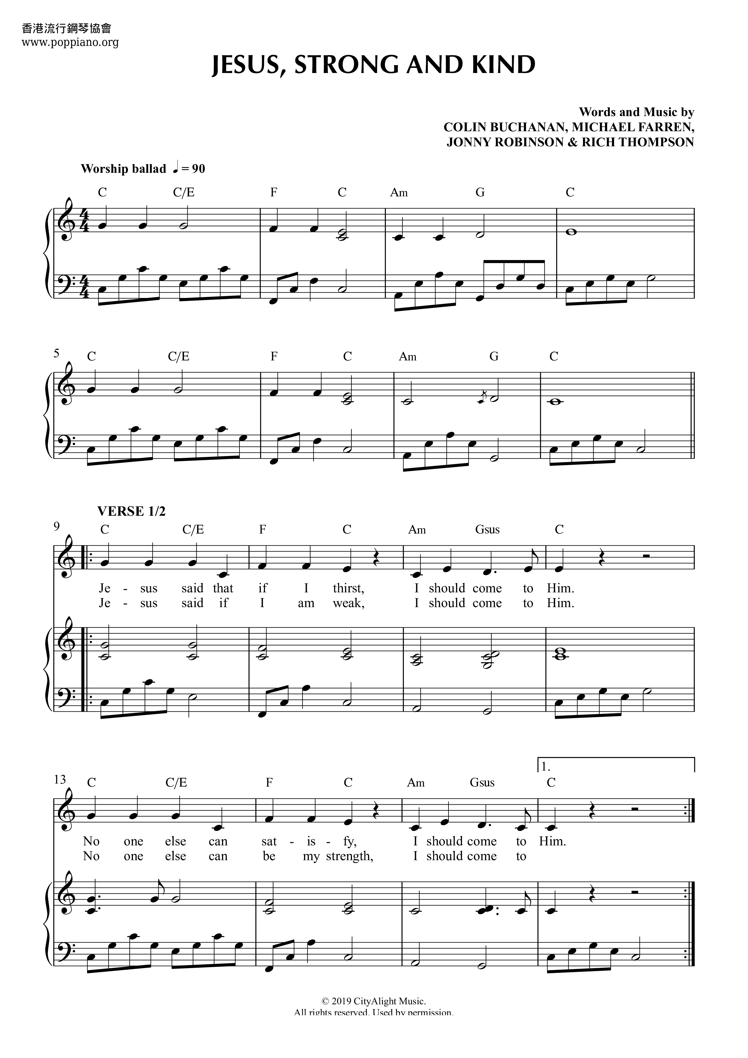 ★ 詩歌Jesus, Strong And Kind Sheet Music pdf, Free Score Download