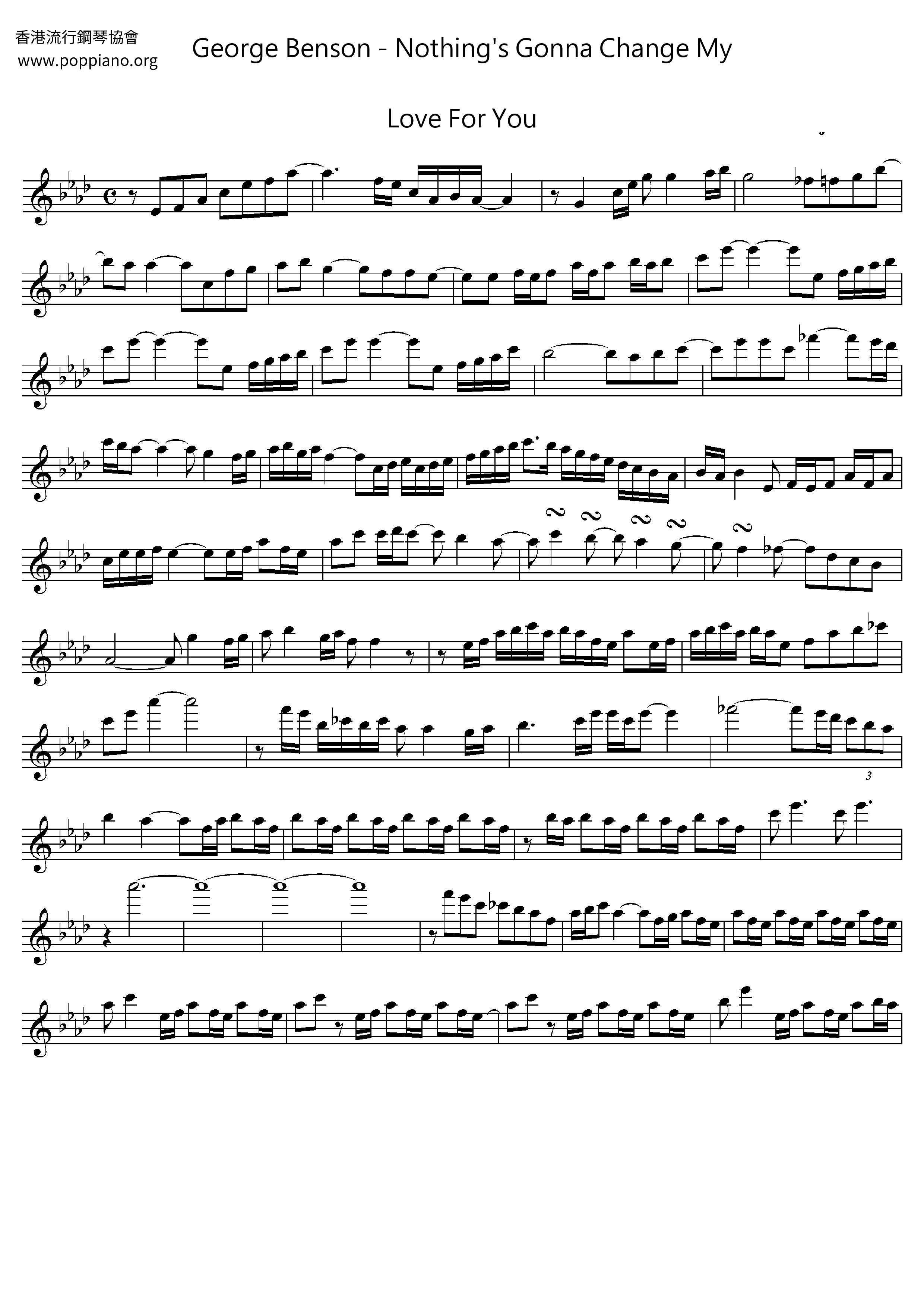 BensonNothing's Gonna Change My Love For You 色士風譜pdf香港流行鋼琴協會琴譜下載 ★