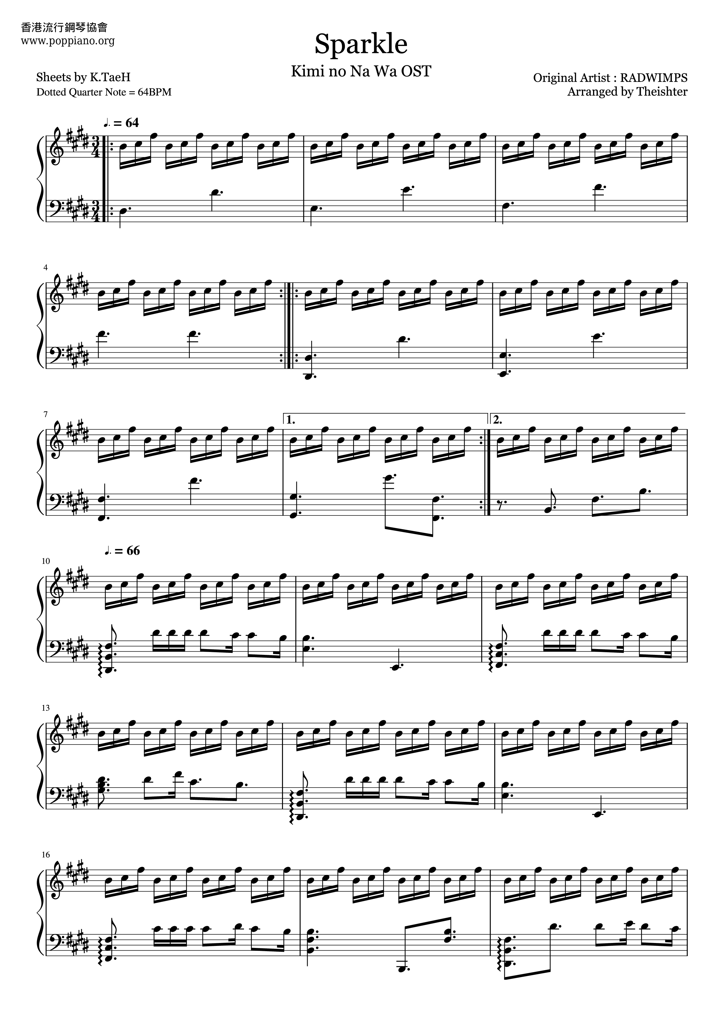 Radwimps Your Name Sparkle Sheet Music Pdf 君の名は Sparkle 楽譜 ラッドウインプス Free Score Download Radwimps Your Name Sparkle Sheet Music Pdf 君の名は Sparkle 楽譜 ラッドウインプス Free Score Download