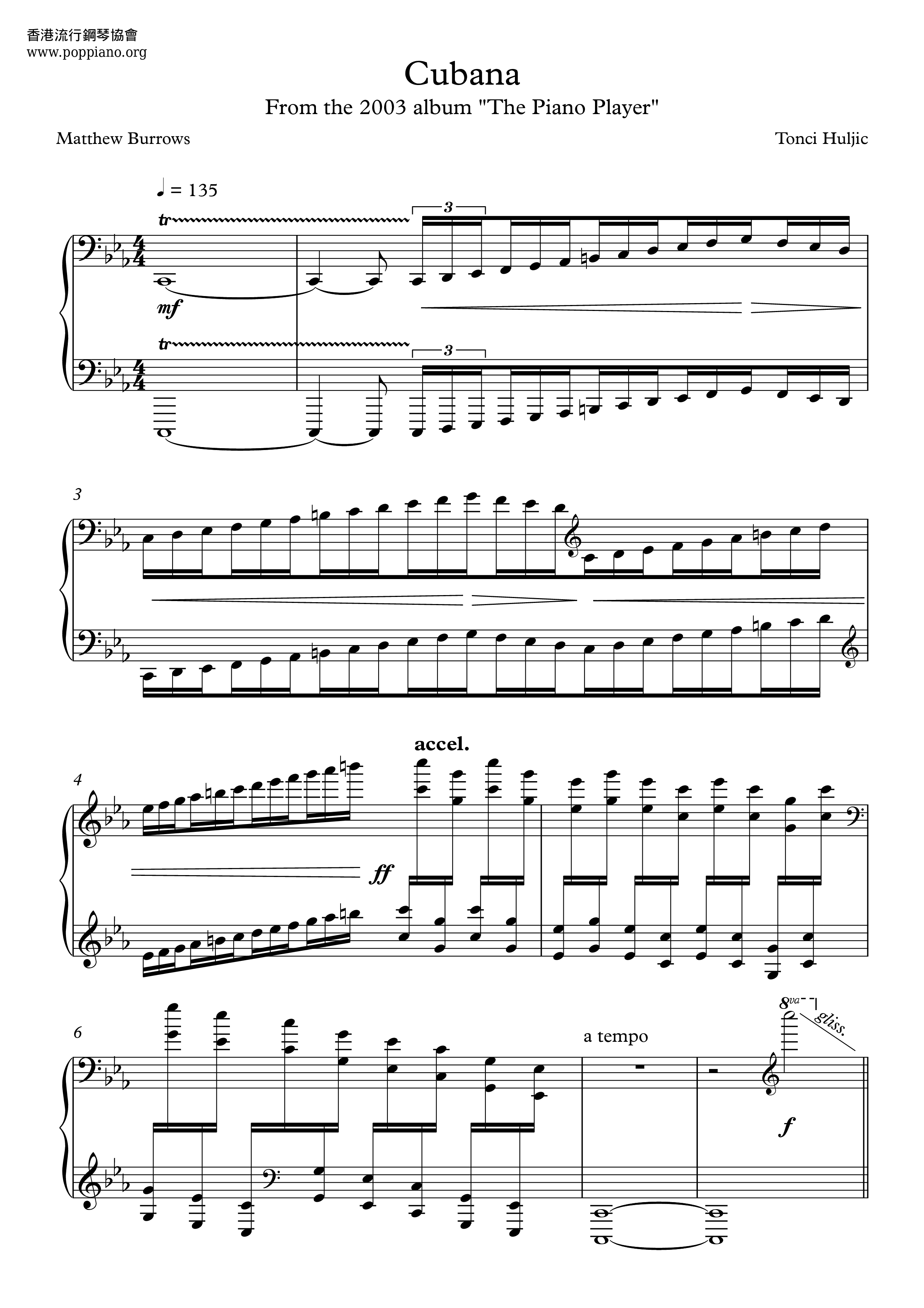 Cubana Cubana琴譜