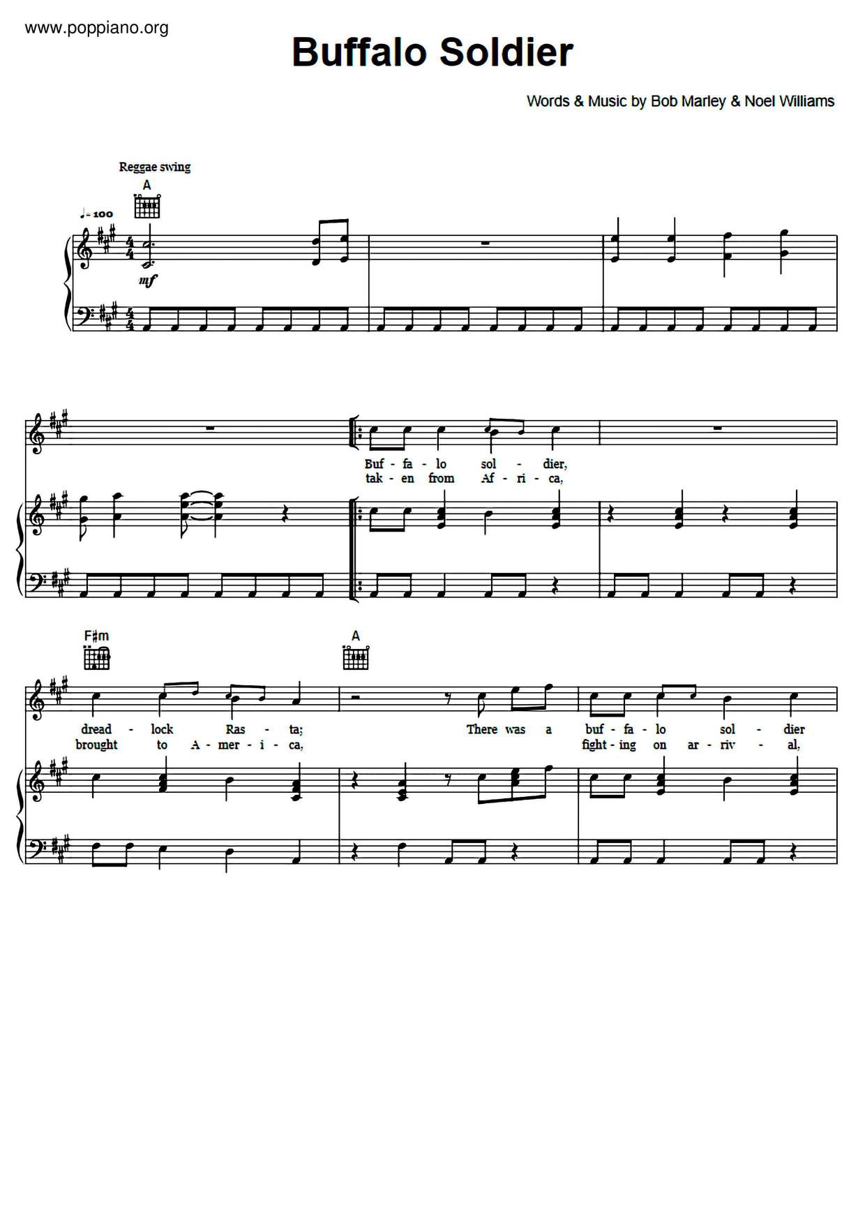 Pastor Kejserlig skal ☆ Bob Marley-Buffalo Soldier Sheet Music pdf, - Free Score Download ☆